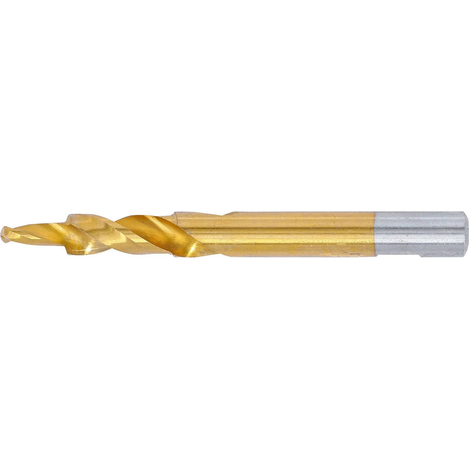 Ein goldener Bohrer mit einer Spiralform und einem zylindrischen Schaft, verwendet zum Schneiden und Bohren in verschiedenen Materialien.