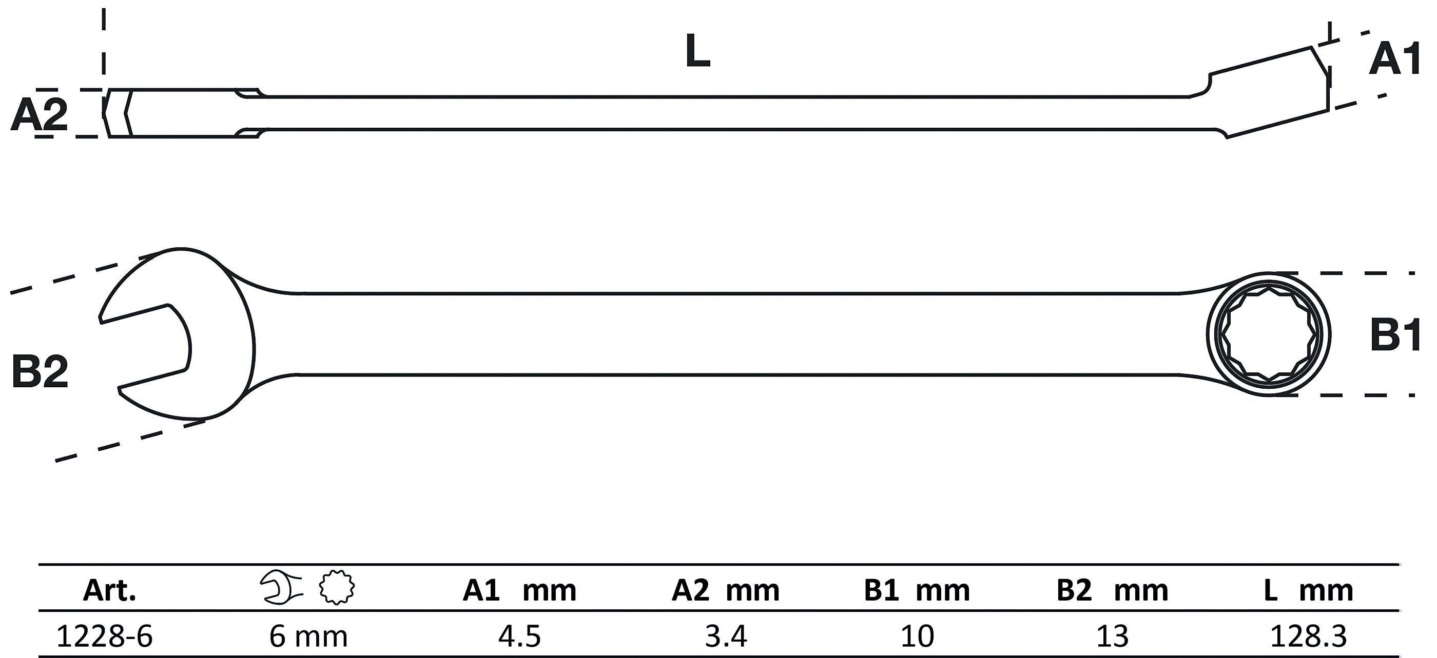 BGS Maul-Ringschlssel | extra lang | SW 6 mm