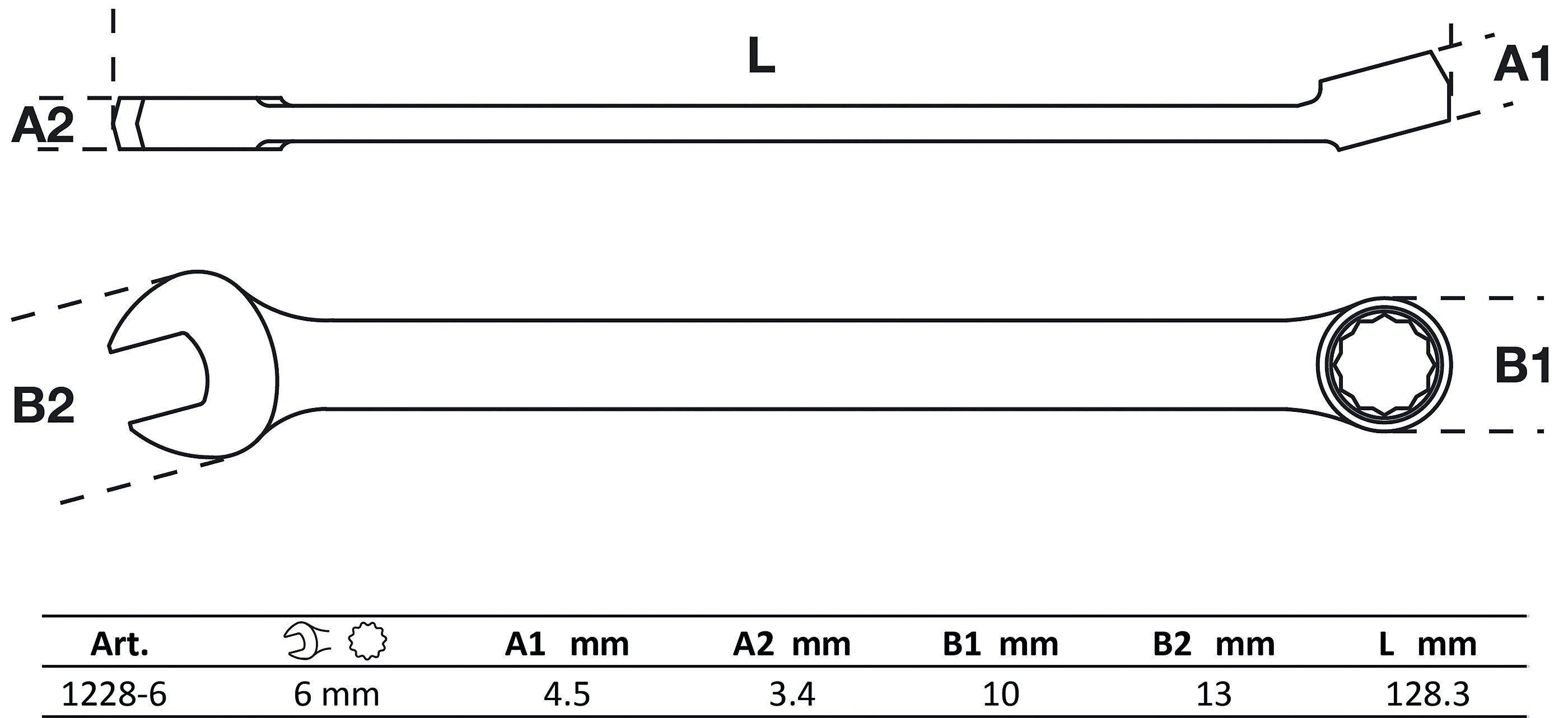 BGS Maul-Ringschlüssel | extra lang | SW 6 mm