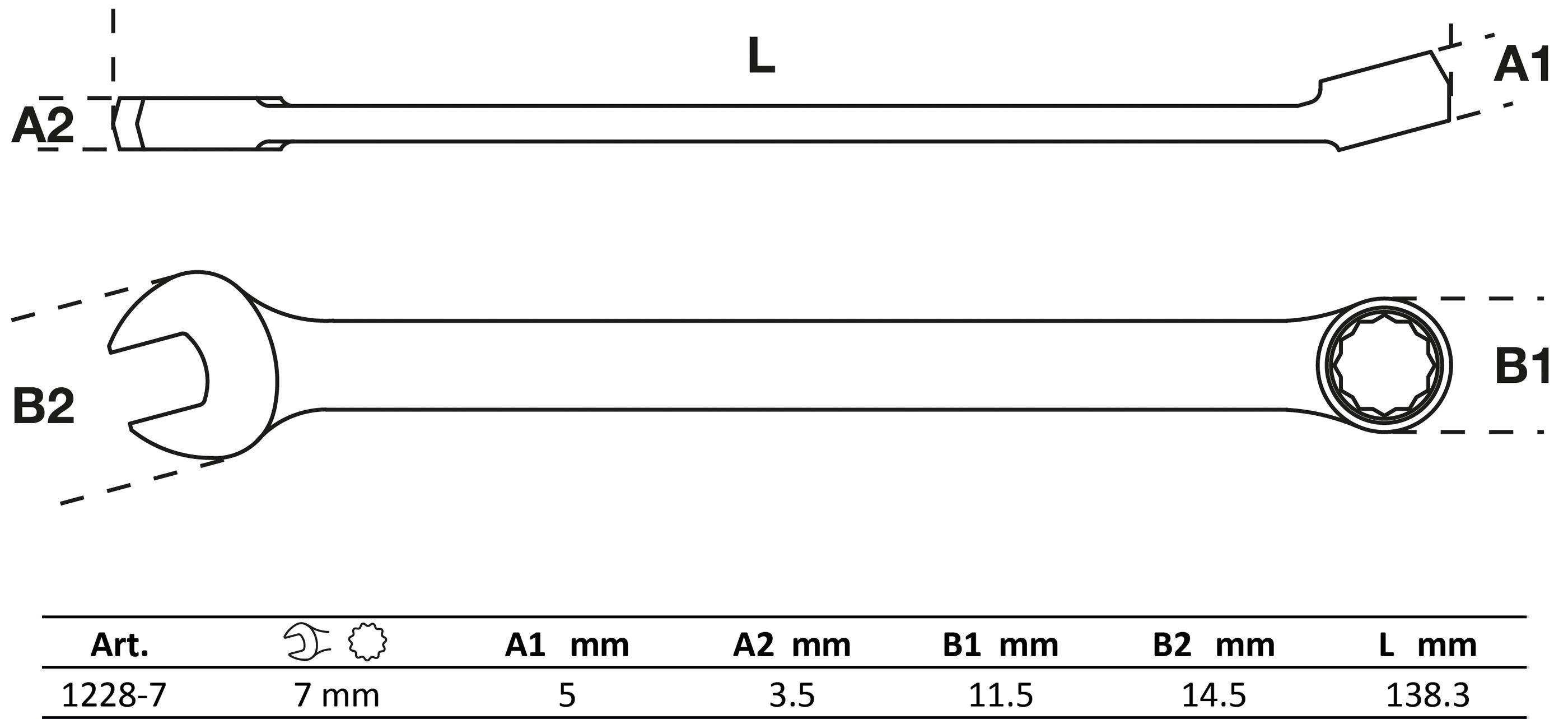 BGS Maul-Ringschlüssel | extra lang | SW 7 mm