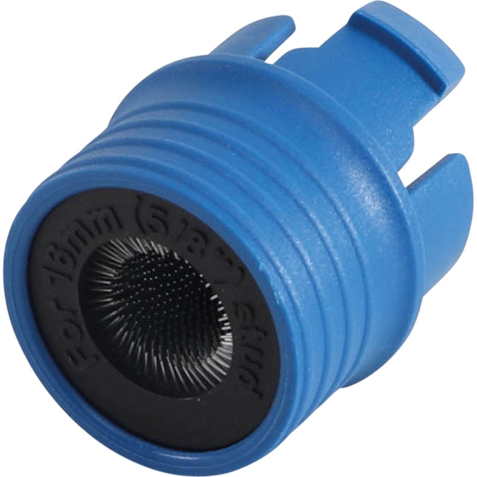 Ein blauer Schlauchadapter mit dem Text 