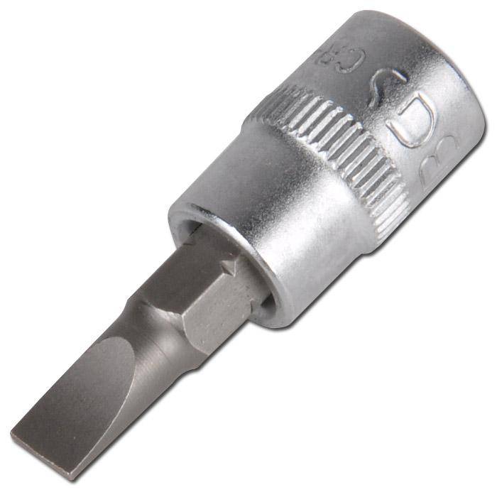 Metall-Schlitzschraubendreher-Bitschaftadapter auf weißem Hintergrund.