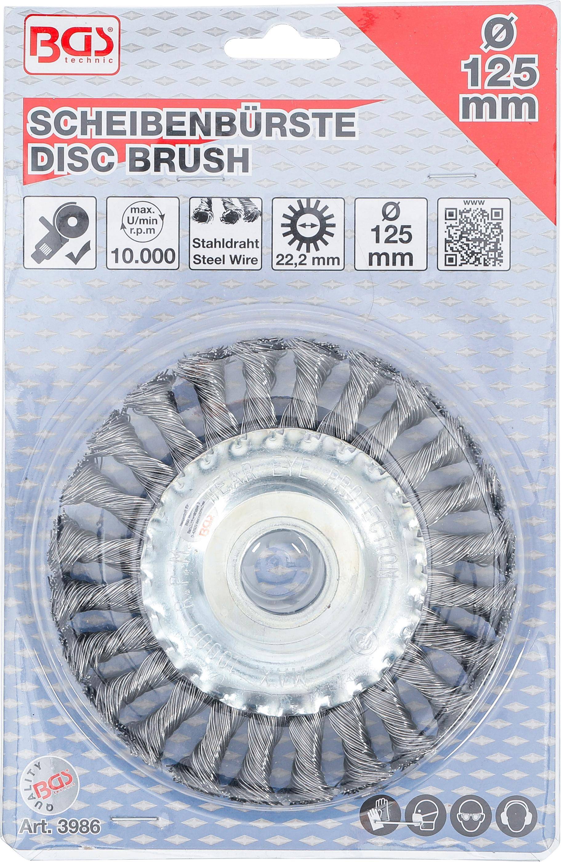 BGS technic Scheibenbürste / Zopfrundbürste | Ø 125 mm