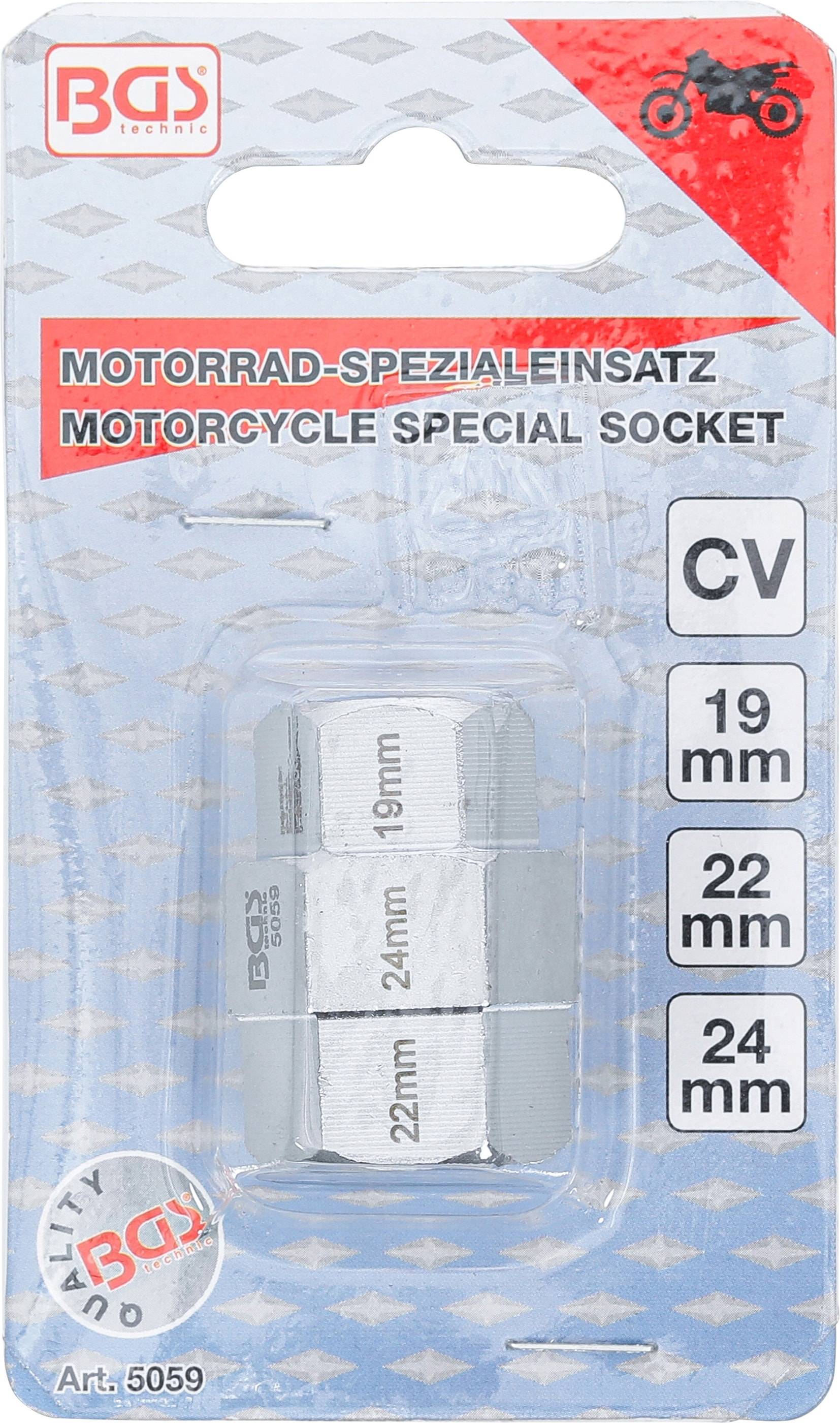BGS TECHNIC Motorrad-Spezial-Einsatz, 5059, 19-22-24 mm