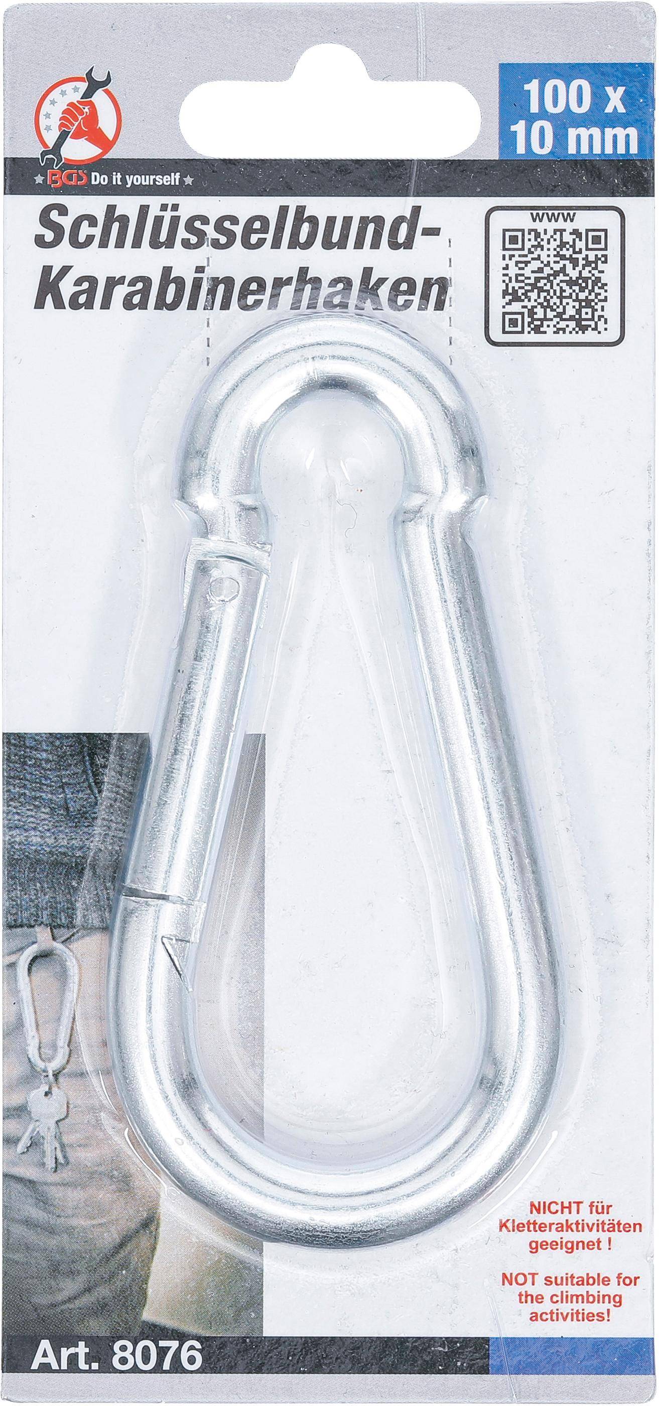 BGS Diy Schlüsselbund-Karabinerhaken | 100 x 10 mm