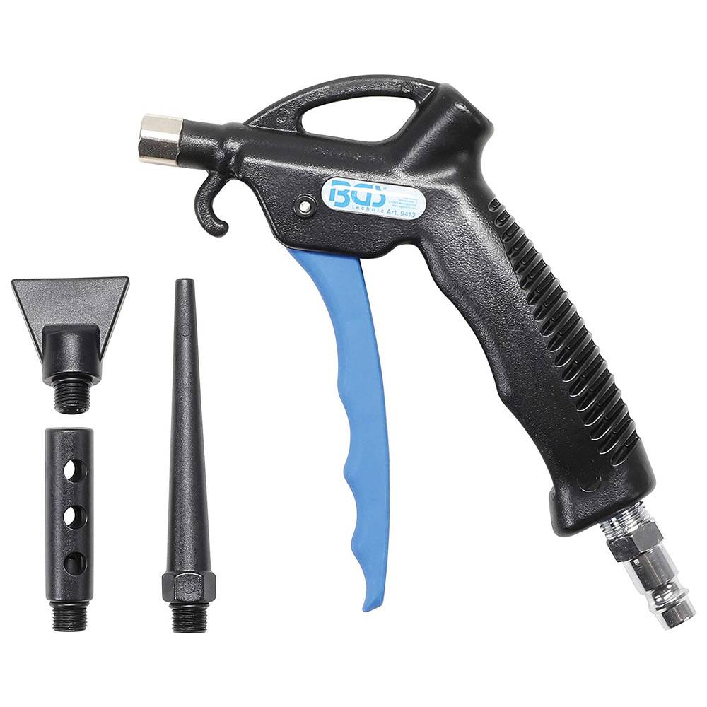 BGS Druckluft-Ausblaspistole, mit 3 Aufsätzen