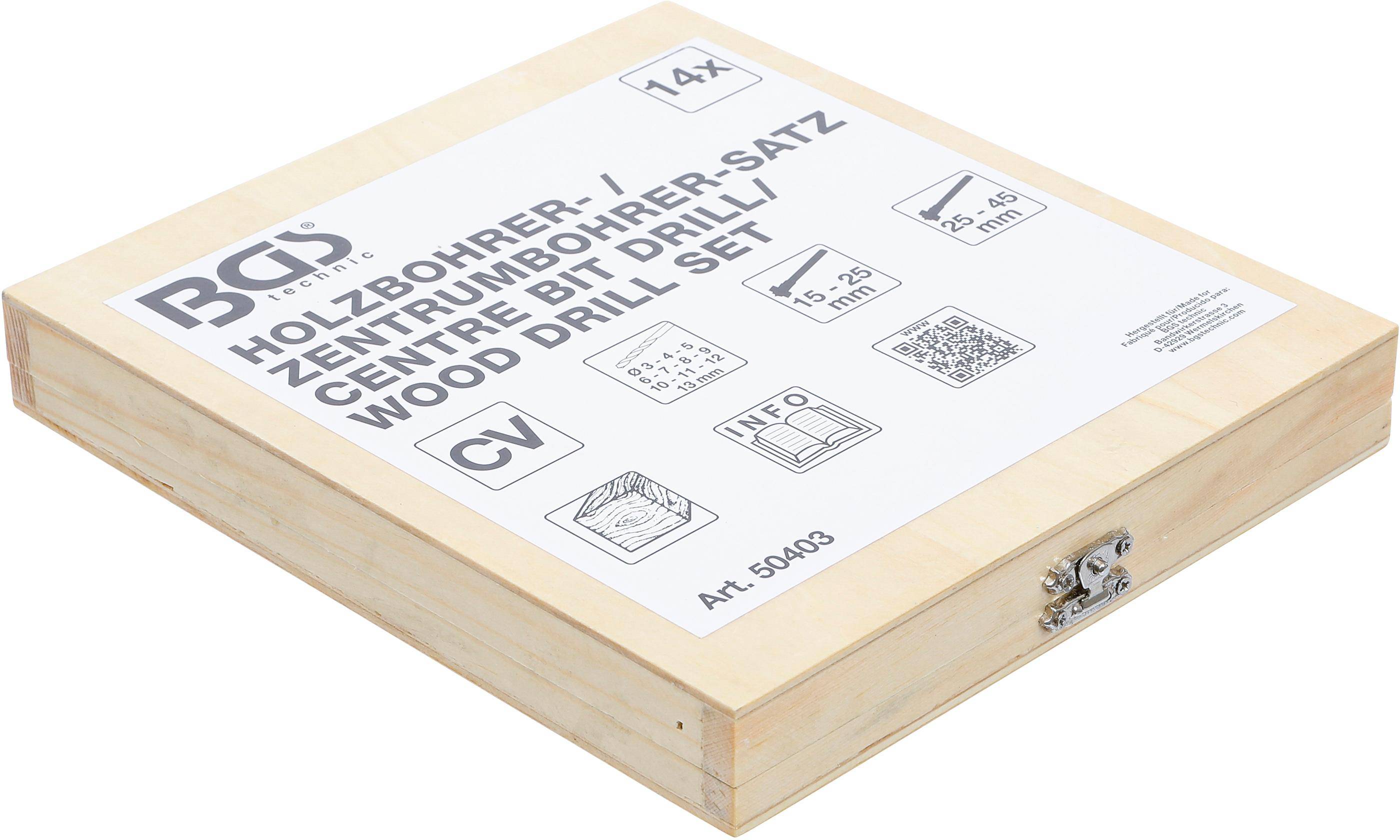 BGS technic Holzbohrer-/Zentrumbohrer-Satz | 14-tlg.