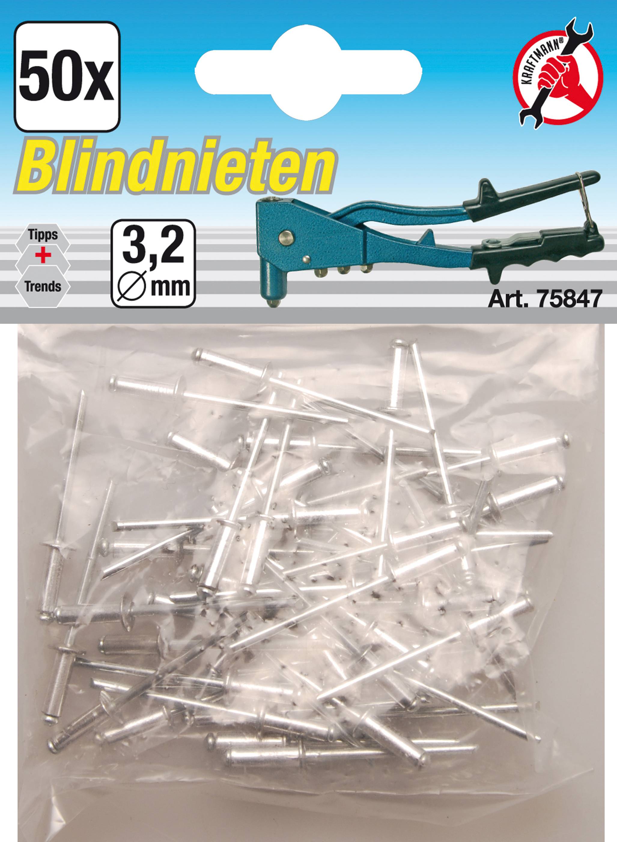 BGS technic Blindnieten-Sortiment | Ø 3,2 mm | 50-tlg.