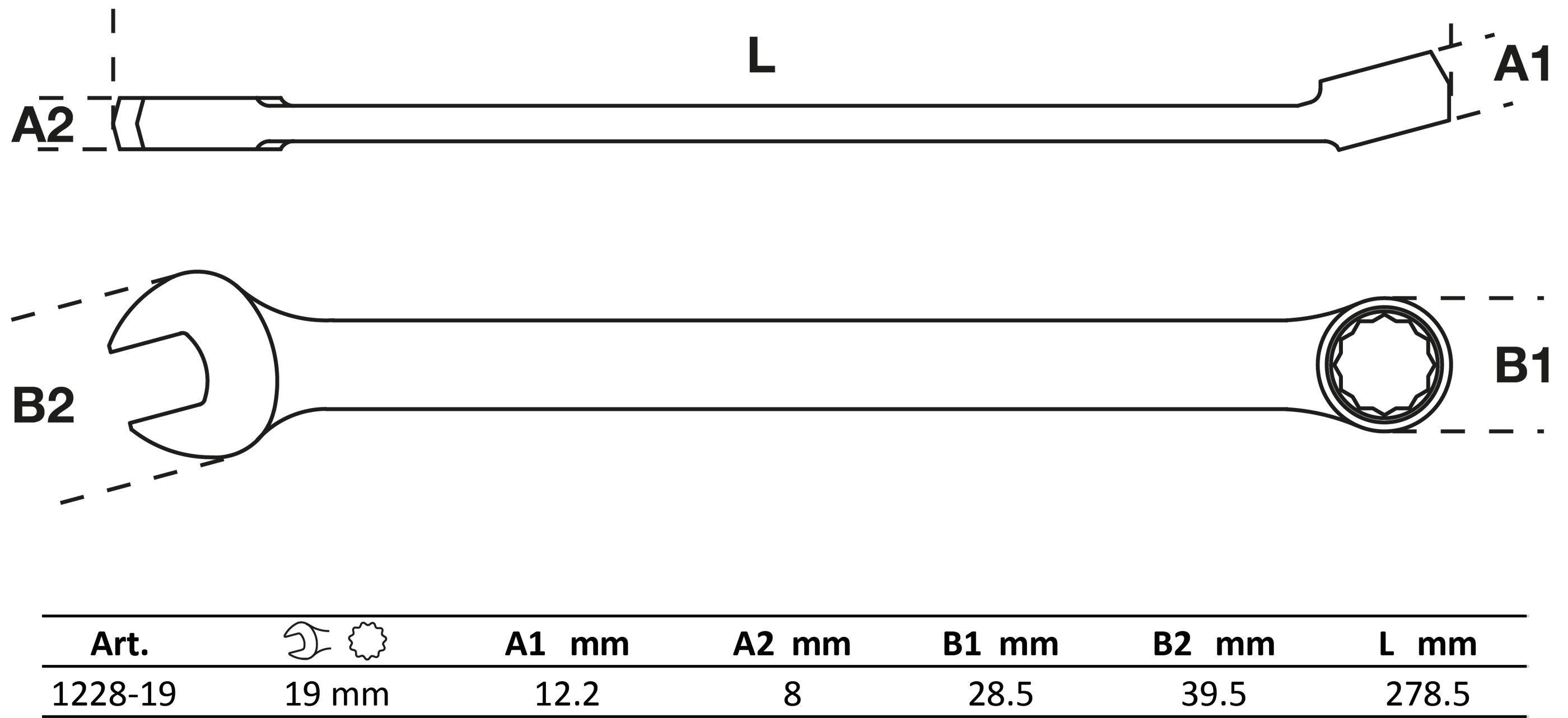 BGS Maul-Ringschlssel | extra lang | SW 19 mm
