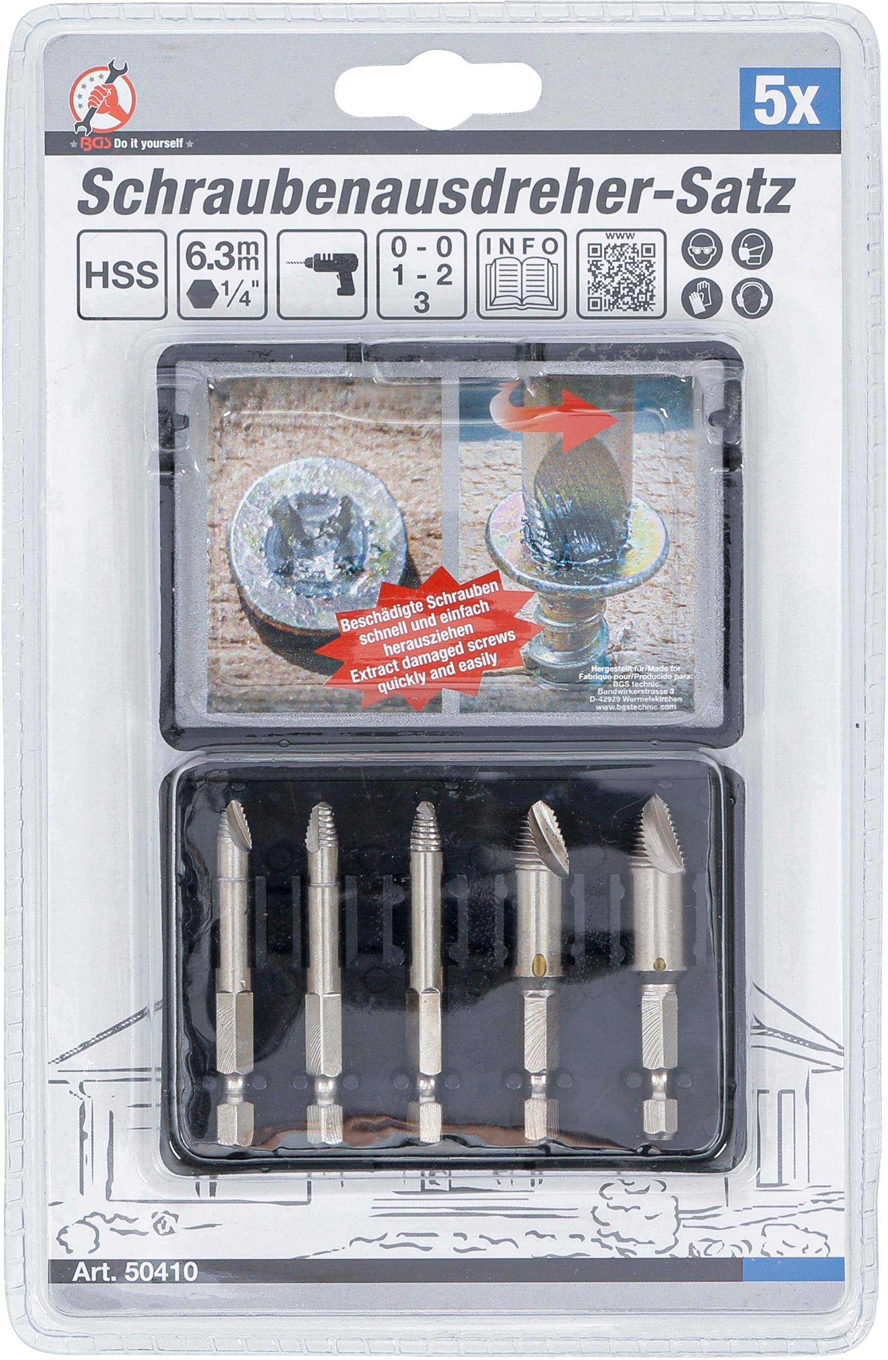 BGS Do It Yourself Schraubenausdreher-Satz | #0 - #3 | 5-tlg.