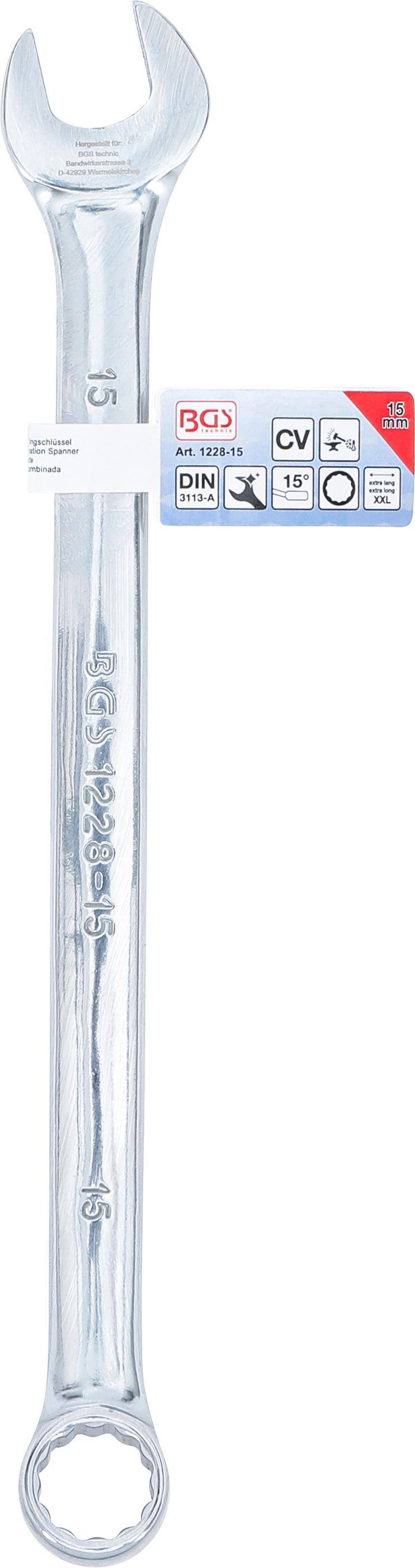 BGS technic Maul-Ringschlssel | extra lang | SW 15 mm