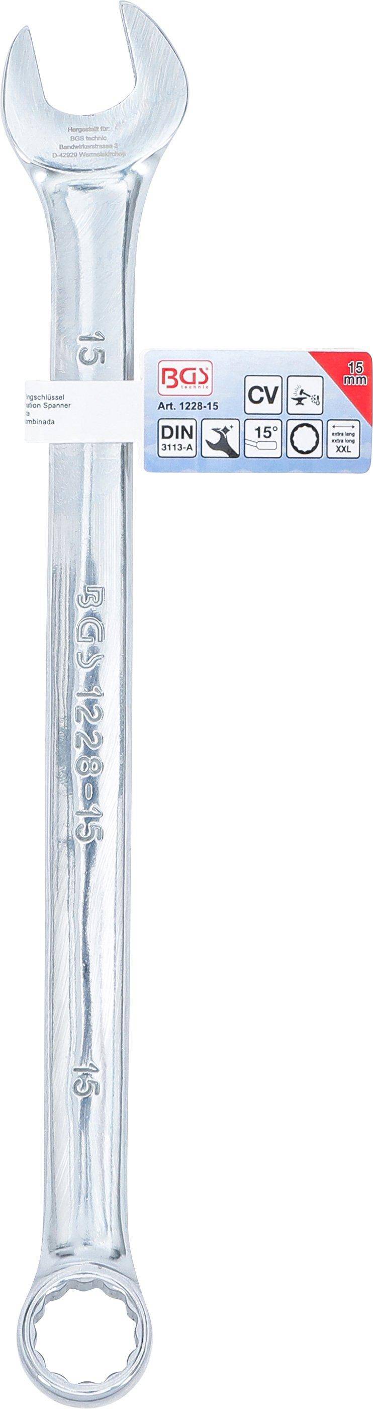 BGS Maul-Ringschlüssel | extra lang | SW 15 mm