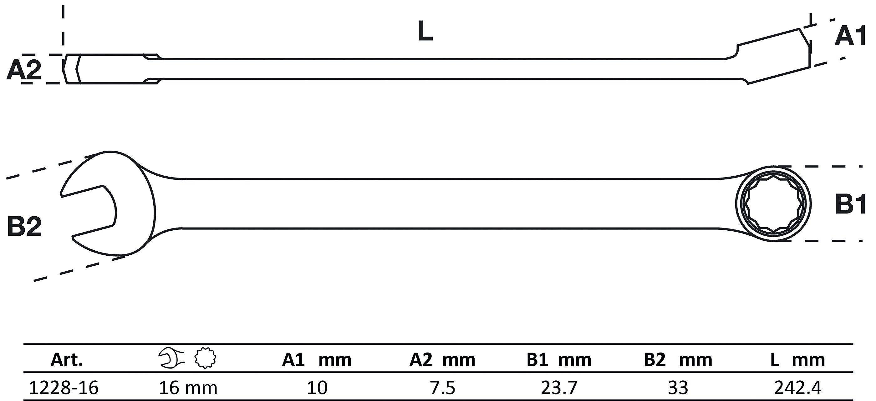 BGS Maul-Ringschlüssel | extra lang | SW 16 mm
