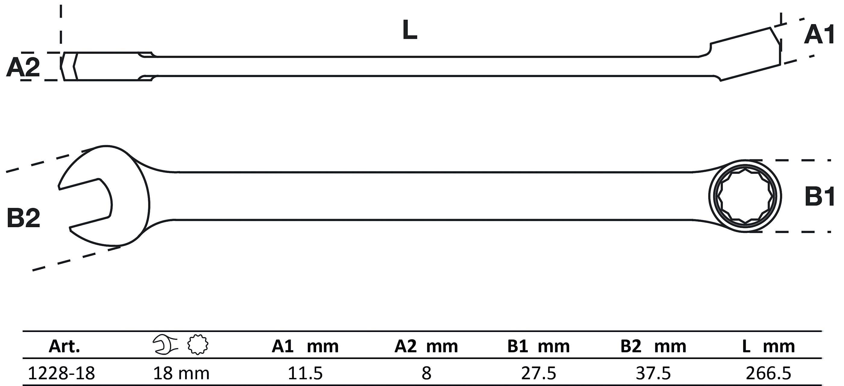 BGS Maul-Ringschlssel | extra lang | SW 18 mm