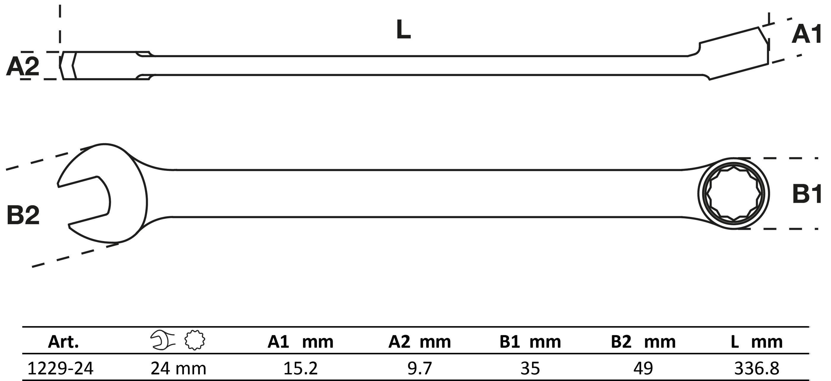 BGS Maul-Ringschlssel | extra lang | SW 24 mm