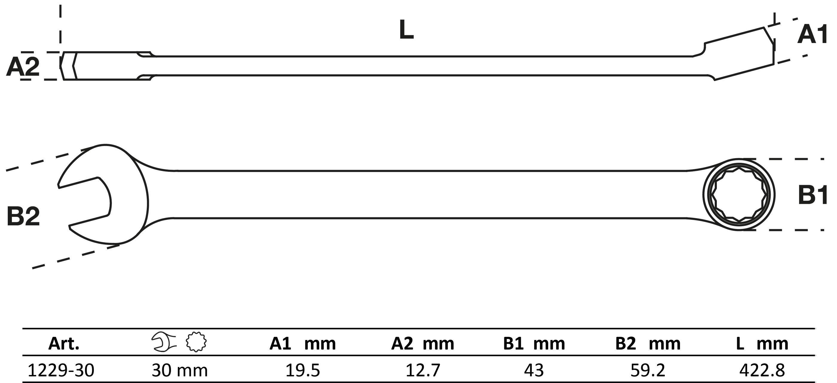 BGS Maul-Ringschlüssel | extra lang | SW 30 mm