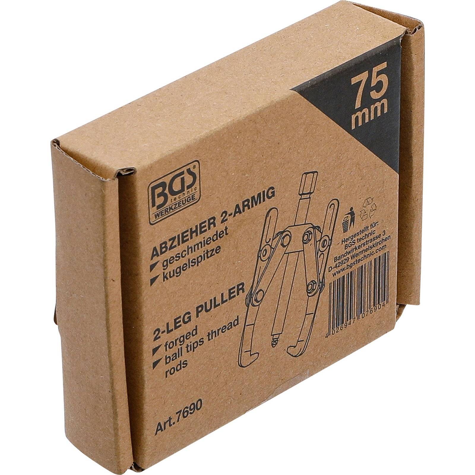 „BGS 2-Arm-Abzieher, 75 mm, geschmiedet, Kugelkopfspitzen schrauben auf Stangen, Art. 7690.