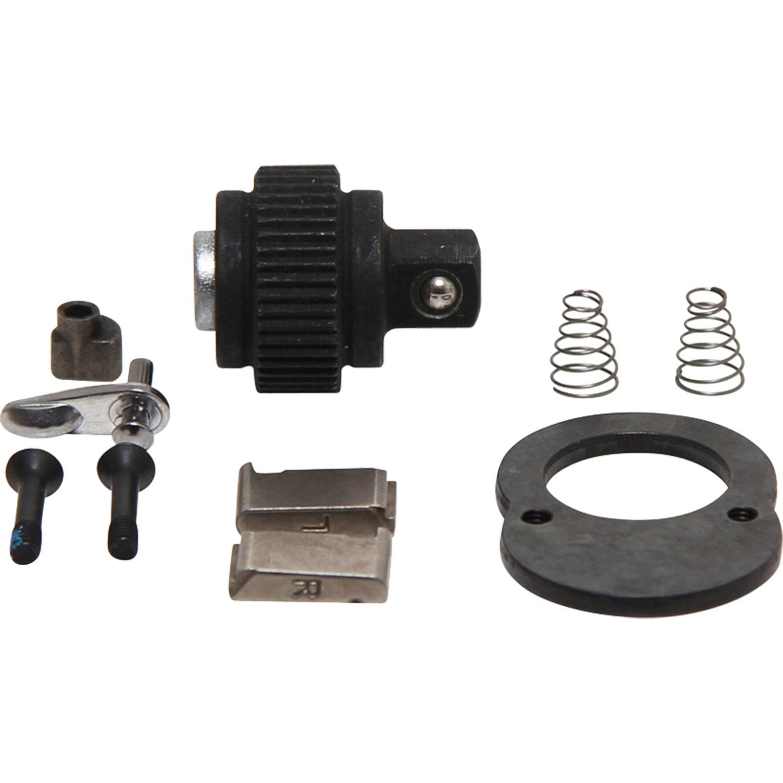 Komponenten eines mechanischen Schlosses umfassen ein Zahnrad, Metallgehäuse, Federn, Schrauben, Hebel und eine Kreisscheibe, die Montageteile veranschaulichen.