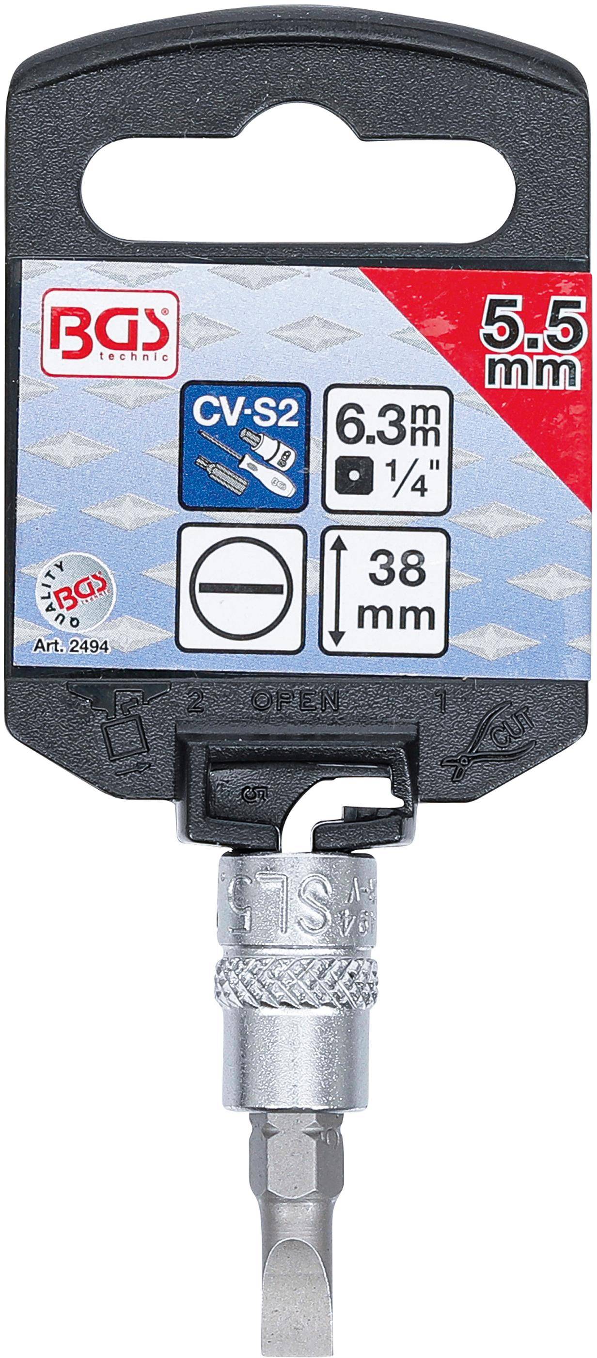 BGS Bit-Einsatz | Antrieb Innenvierkant 6,3 mm (1/4") | Schlitz 5,5 mm