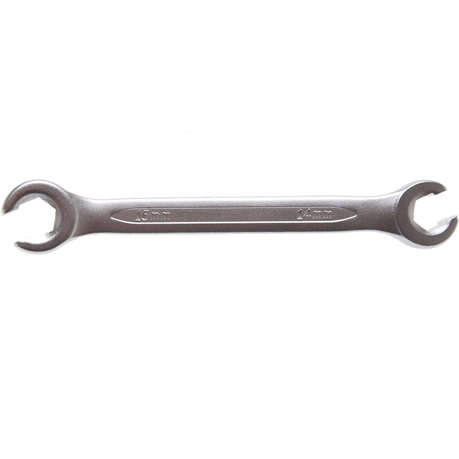 Ein silberner Doppel-Maulschlüssel mit der Beschriftung '45 mm' an beiden Enden.