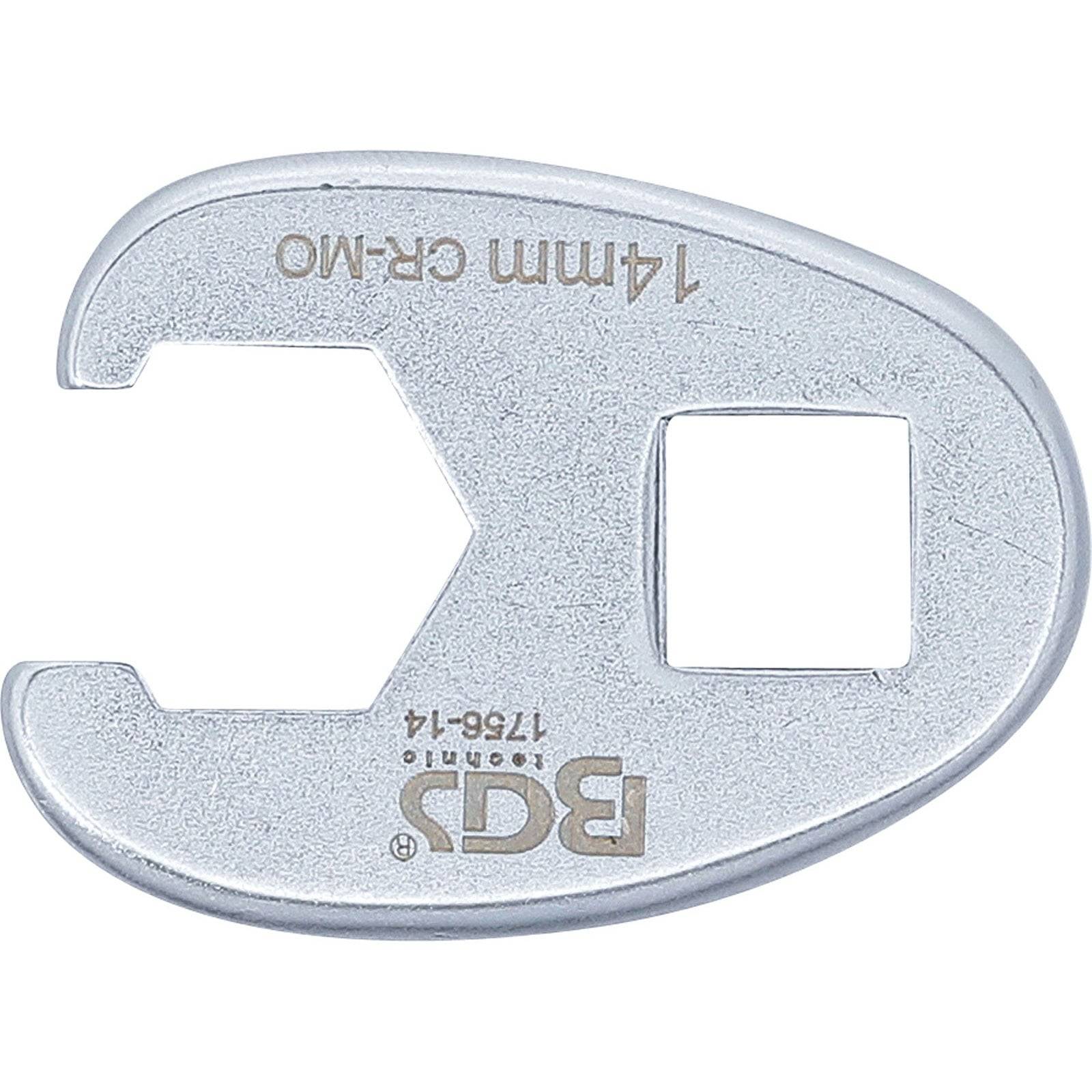 BGS 14mm CR-MO 7766-14' Silber, ovaler Einsteck-Adapter mit Vierkantaufnahme für Drehmomentschlüssel.