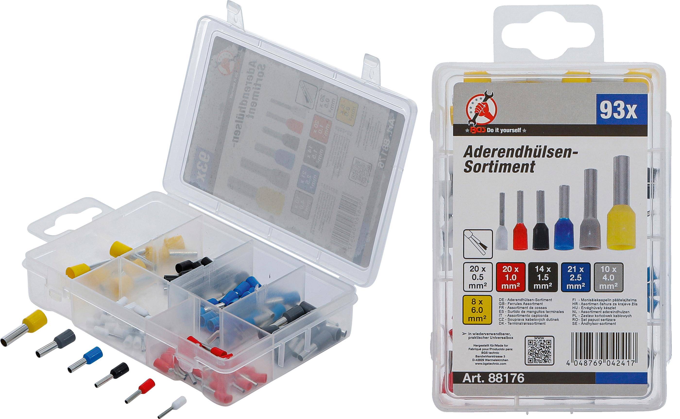 BGS Diy Aderendhülsen-Sortiment | isoliert | 93-tlg.