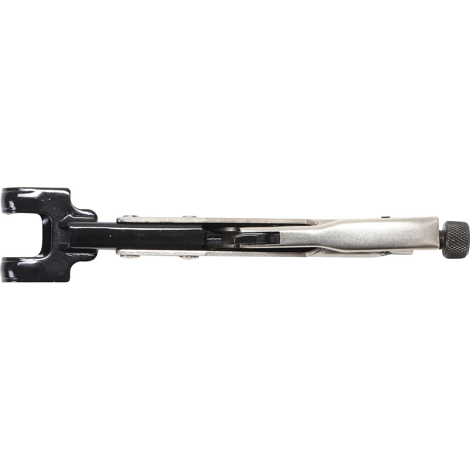 Ein Fahrradkettenwerkzeug, das seine Draufsicht zeigt, mit einem schwarzen Griff und einem silbernen Gehäuse.