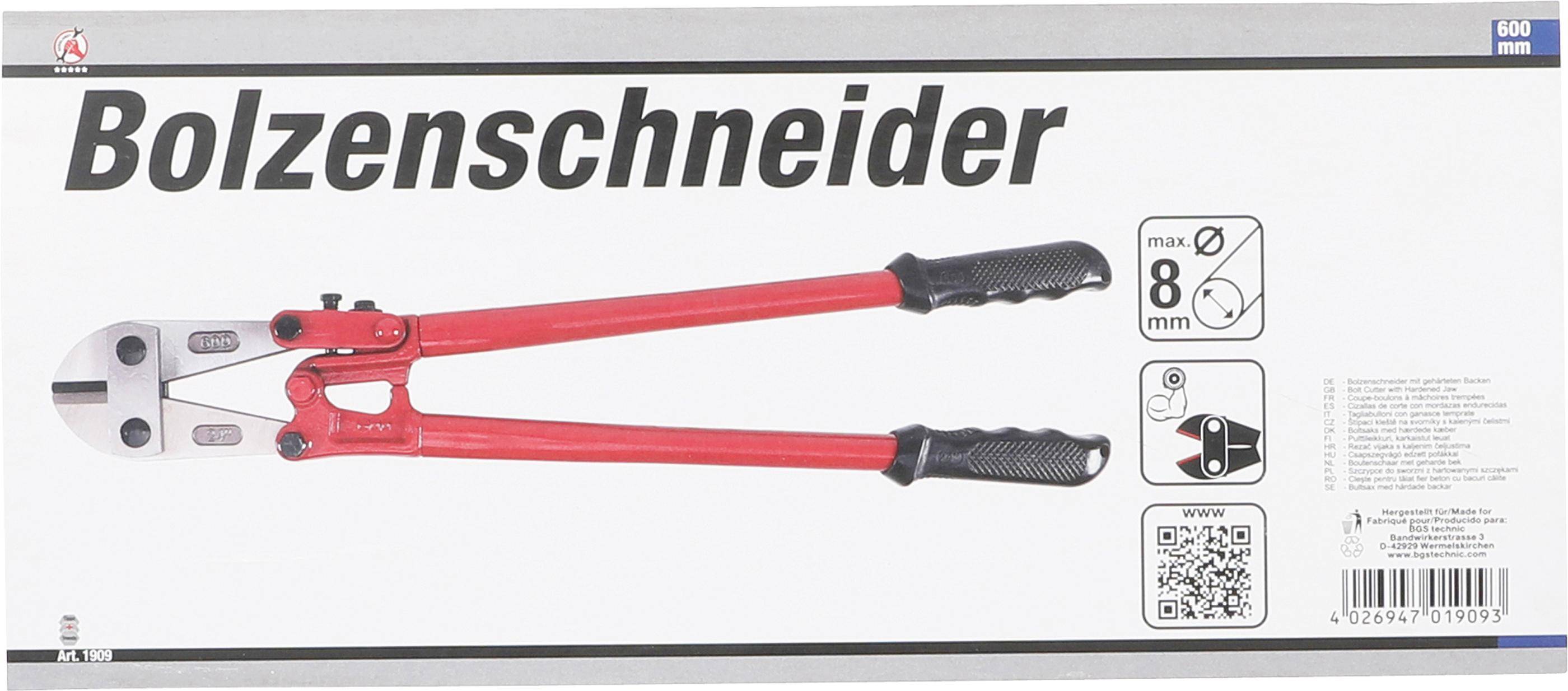 Bolzenschneider mit gehärteten Backen - Länge 900 mm