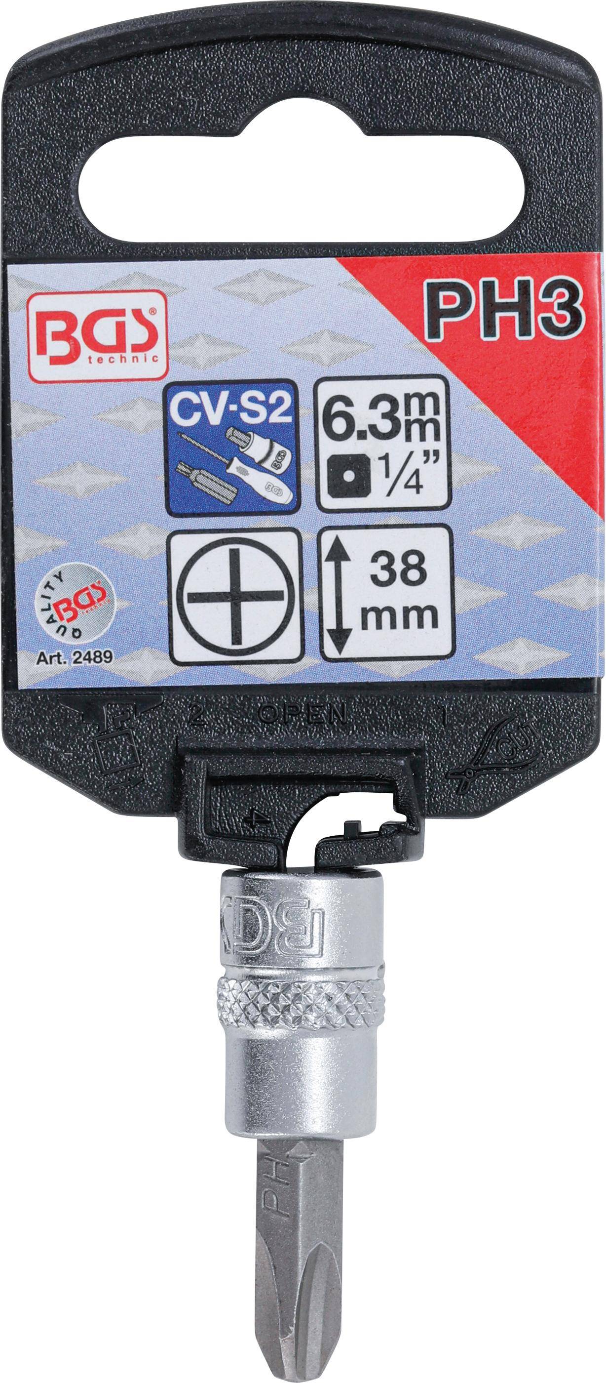 BGS Bit-Einsatz | Antrieb Innenvierkant 6,3 mm (1/4") | Kreuzschlitz