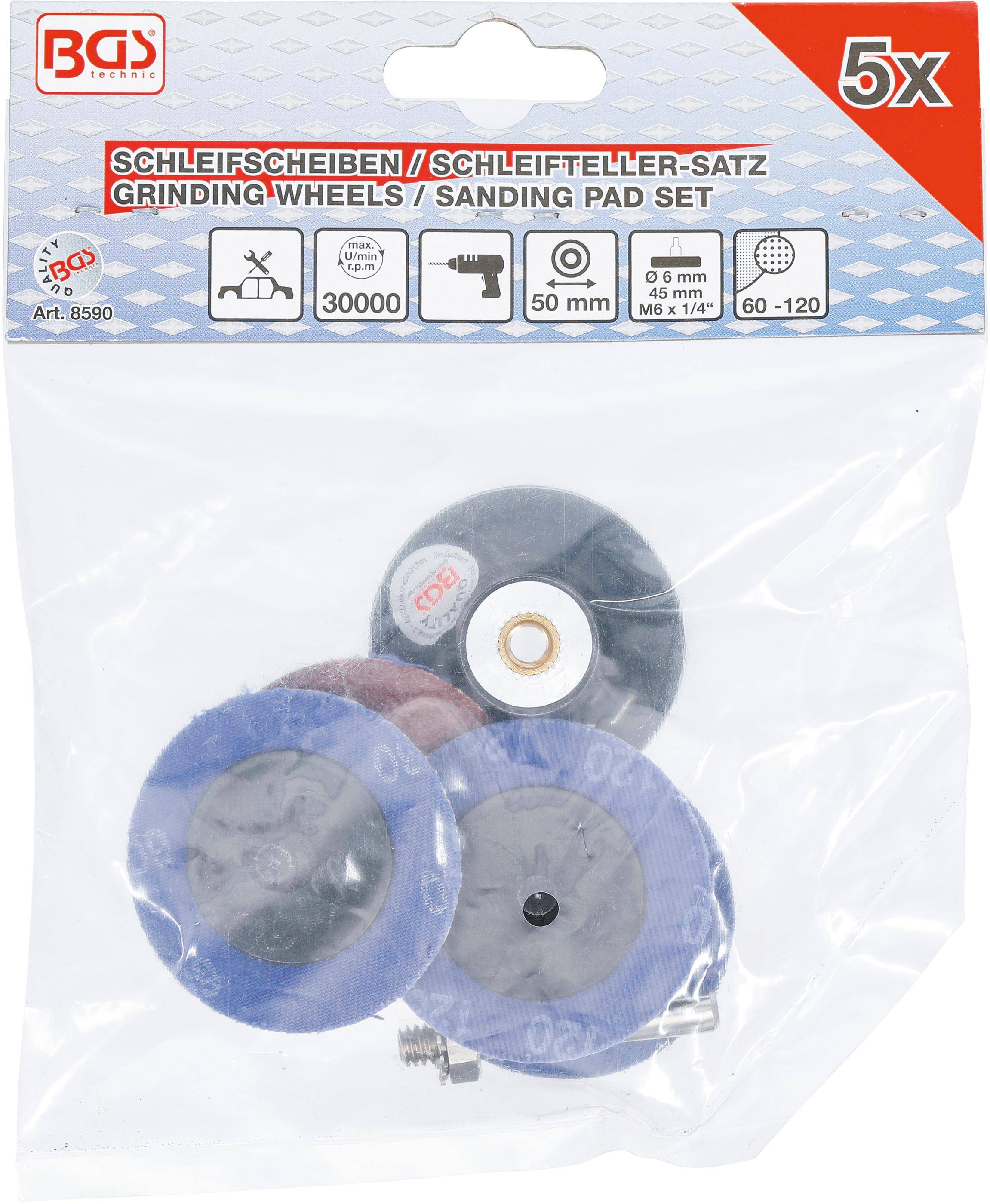 BGS technic Schleifscheiben / Schleifteller-Satz | Ø 50 mm