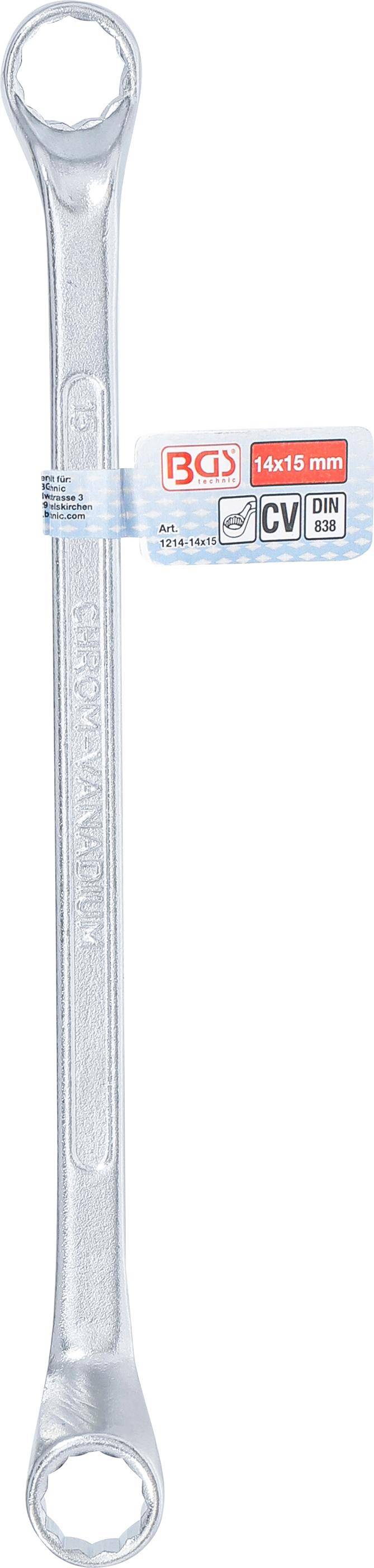 BGS Doppel-Ringschlssel, gekrpft | SW 14 x 15 mm