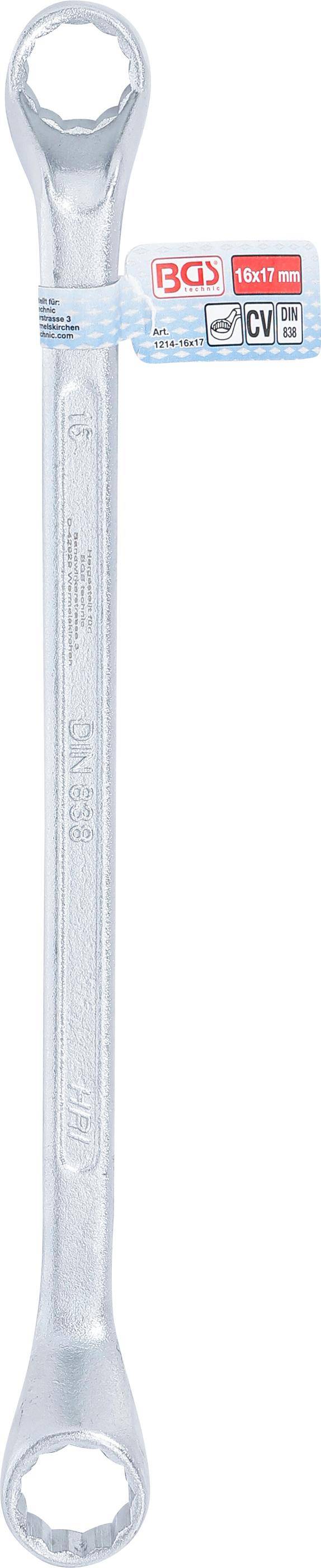 BGS Doppel-Ringschlssel, gekrpft | SW 16 x 17 mm