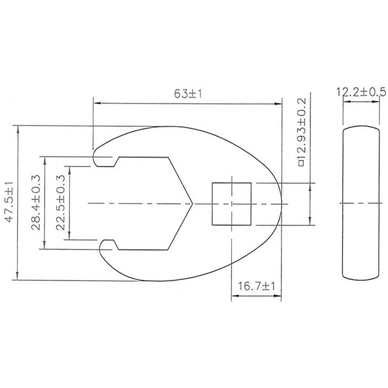 BGS Hahnenfußschlüssel Antrieb Innenvierkant 12,5 mm (1/2") SW 28 mm - 1757-28