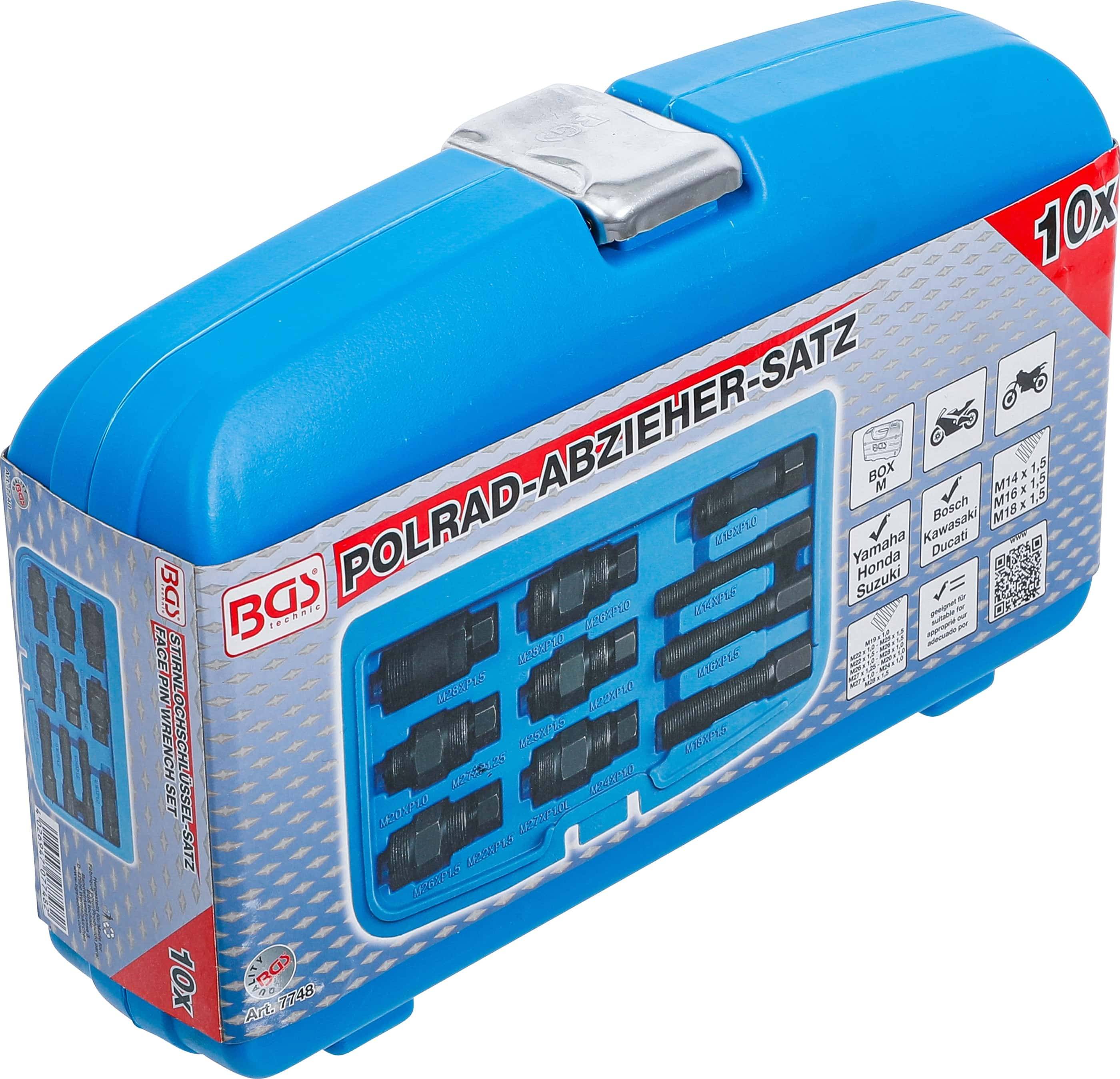 BGS TECHNIC Polrad-Abzieher-Satz, 7748, für Motorräder, 10-teilig