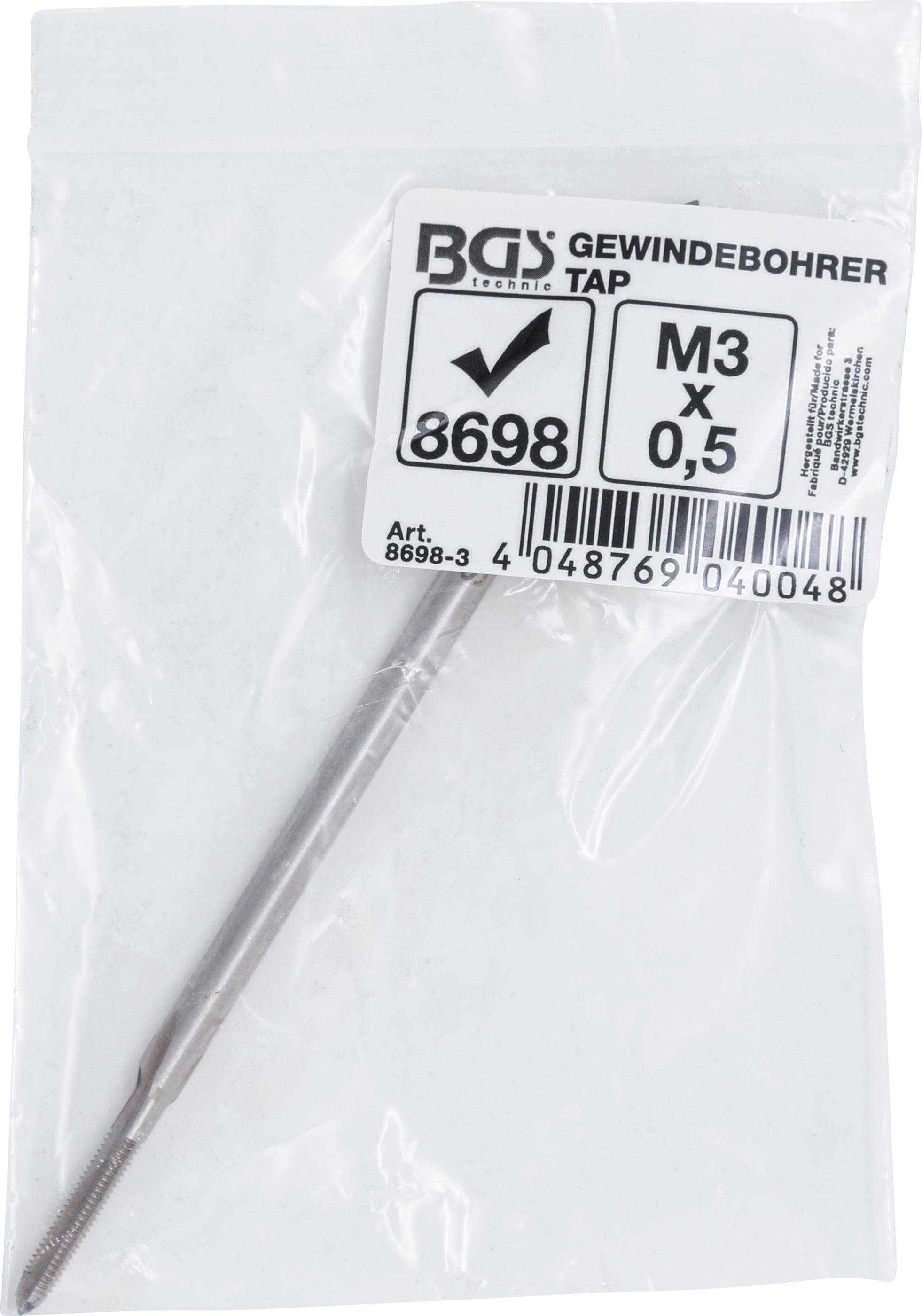 BGS Gewindebohrer | lang | fr Art. 8698 | M3 x 0,5