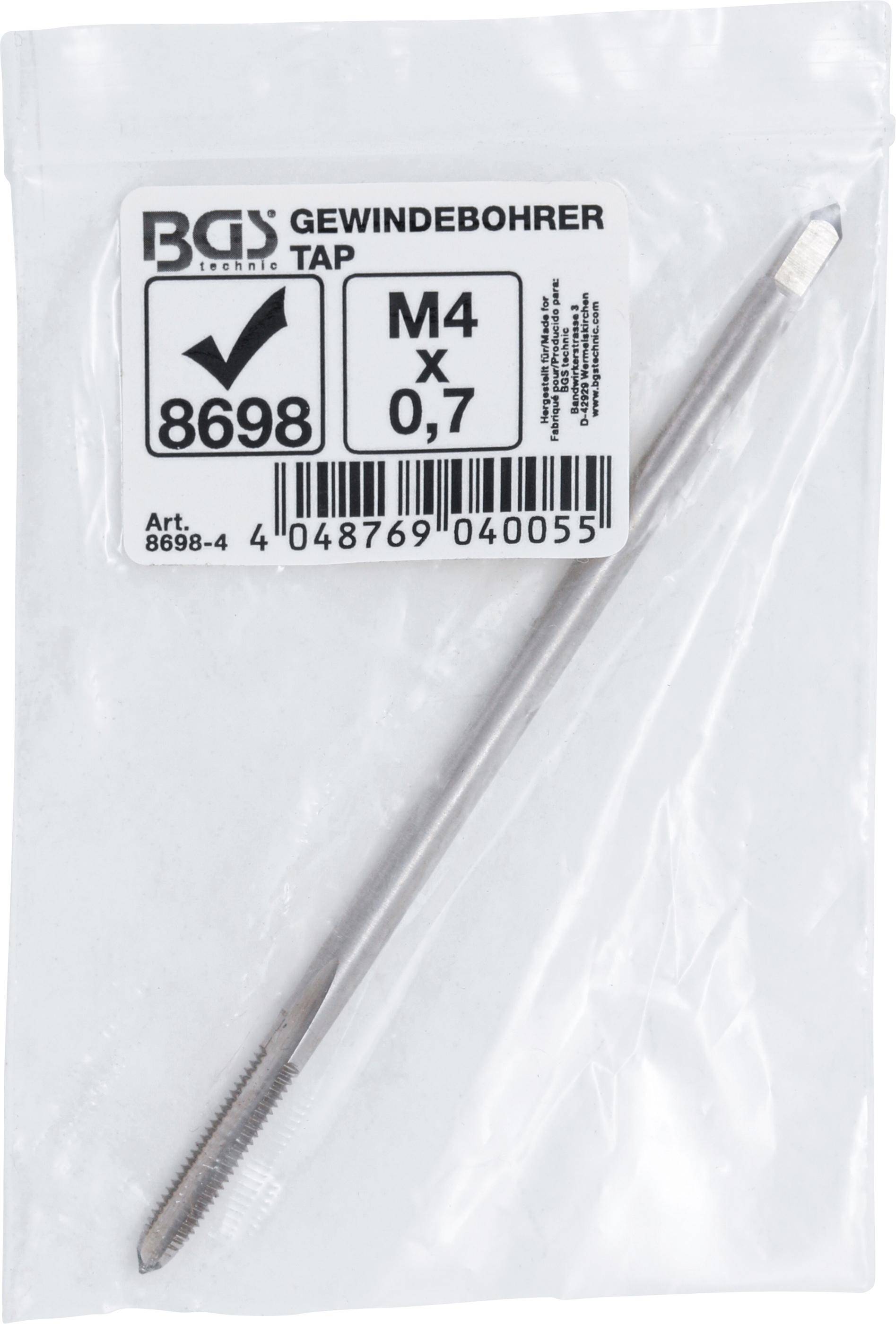 BGS technic Gewindebohrer | lang | fr Art. 8698 | M4 x 0,7