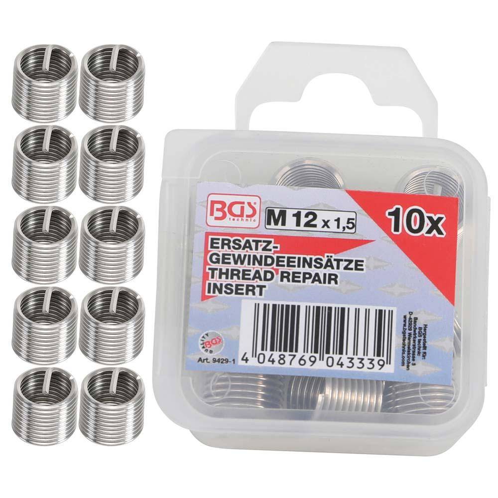 Ersatz-Gewindeeinsätze - für Gewinde/Steigung M12 x 1,5 mm - Inhalt 10 Stück