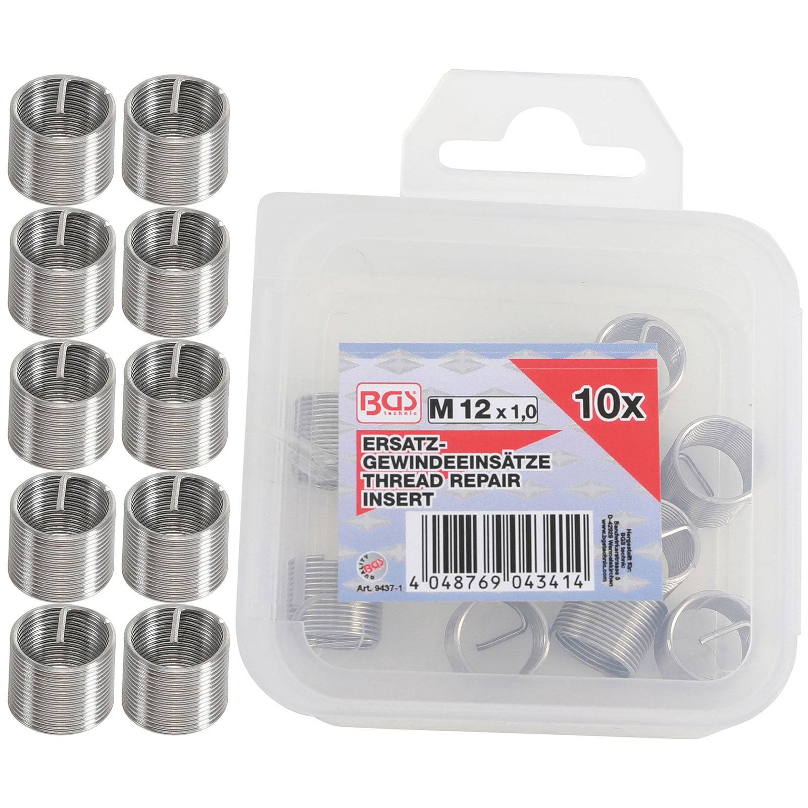 Gewindeeinsätze, M12 x 1,0, Packung mit 10 Stück