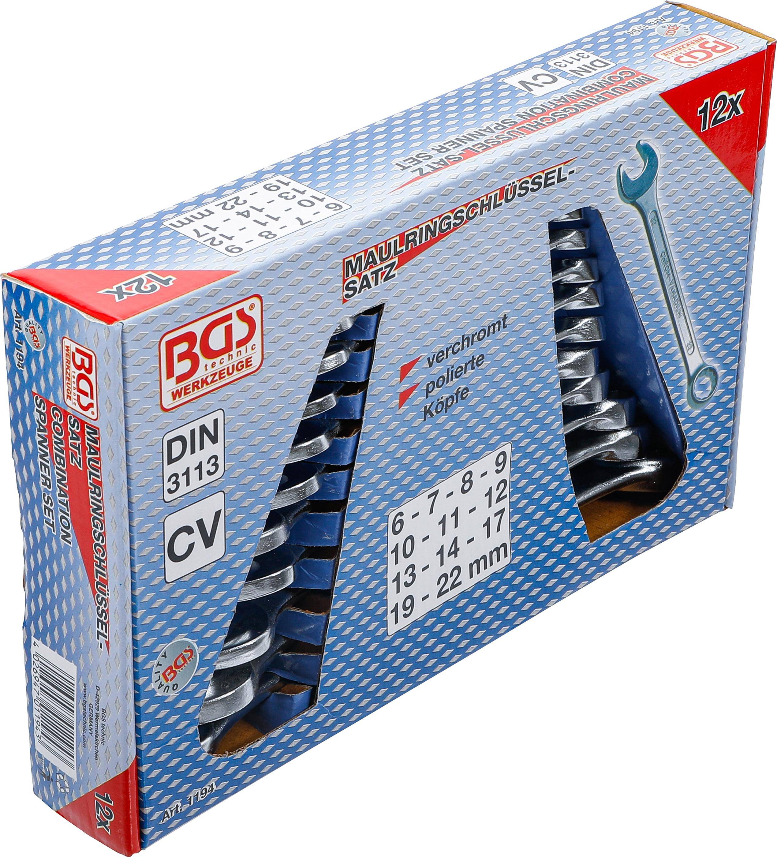 BGS technic Maul-Ringschlssel-Satz | SW 6 - 22 mm | 12-tlg.