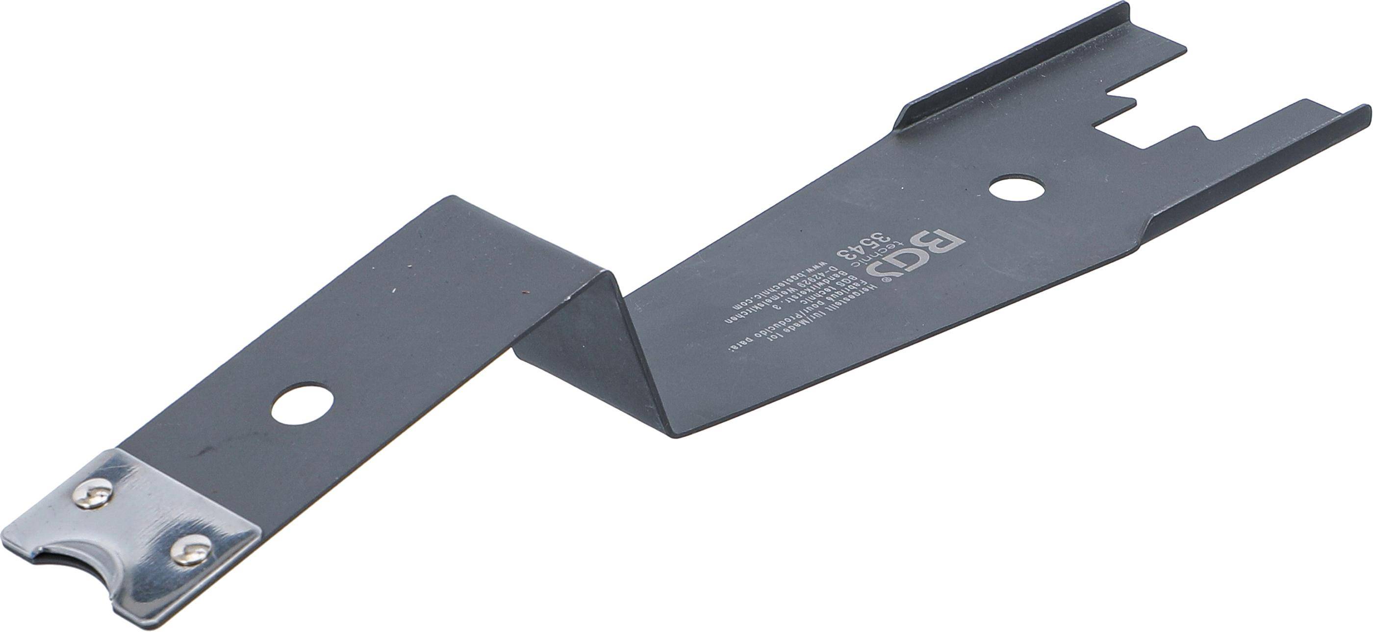 Eine schwarze Brechstange mit einem flachen und gebogenen Ende, die zum Hebeln oder Anheben von Gegenständen verwendet wird.