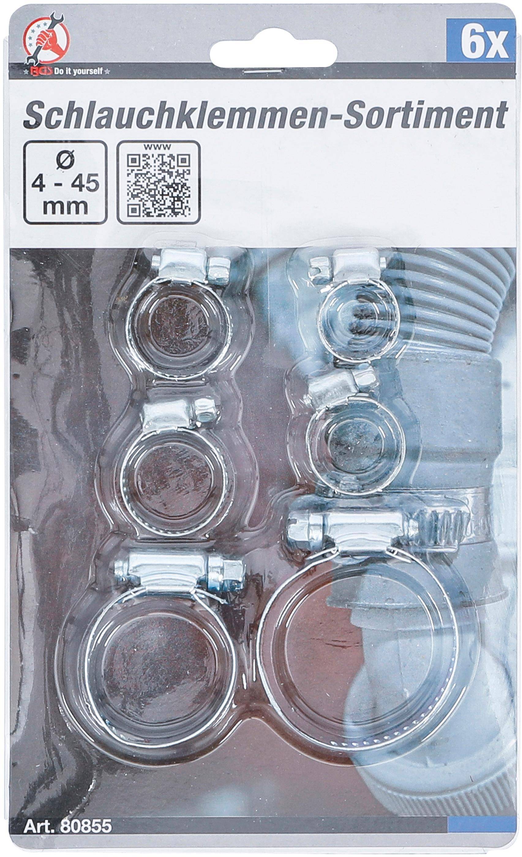 BGS Diy Schlauchklemmen-Sortiment | Ø 4 - 45 mm | 6-tlg.