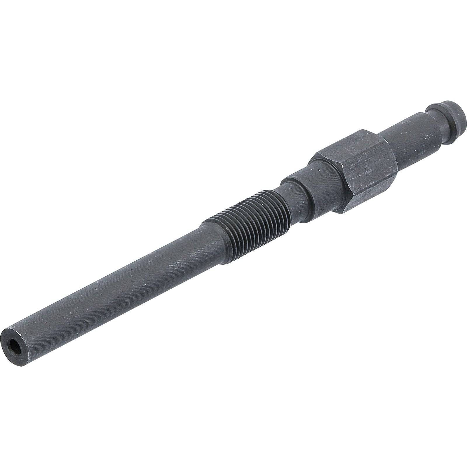 Ein schwarzer Metallhydraulikadapter mit Gewindeenden und einer sechseckigen Befestigung in der Mitte, der zur Verbindung von Fluidübertragungssystemen verwendet wird.