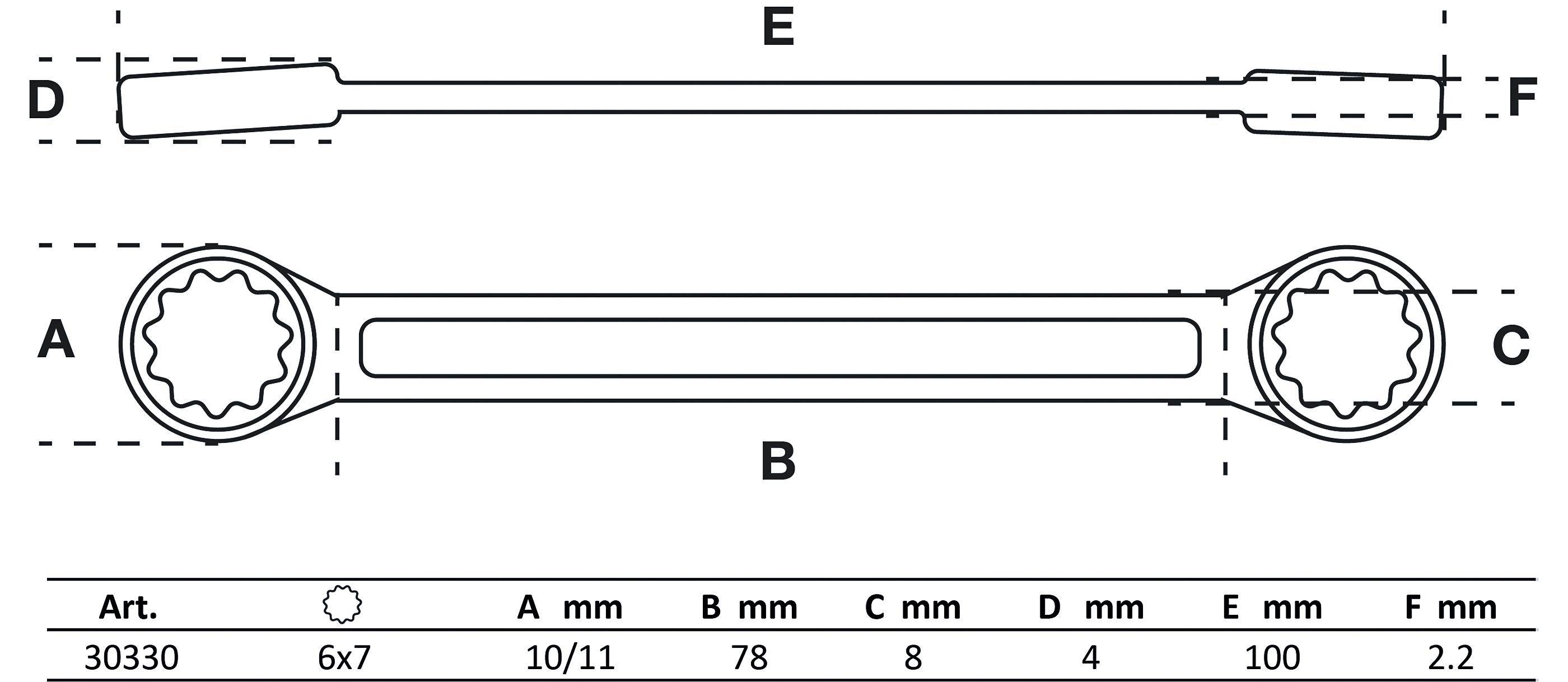 BGS Doppel-Ringschlüssel | extra flach | SW 6 x 7 mm