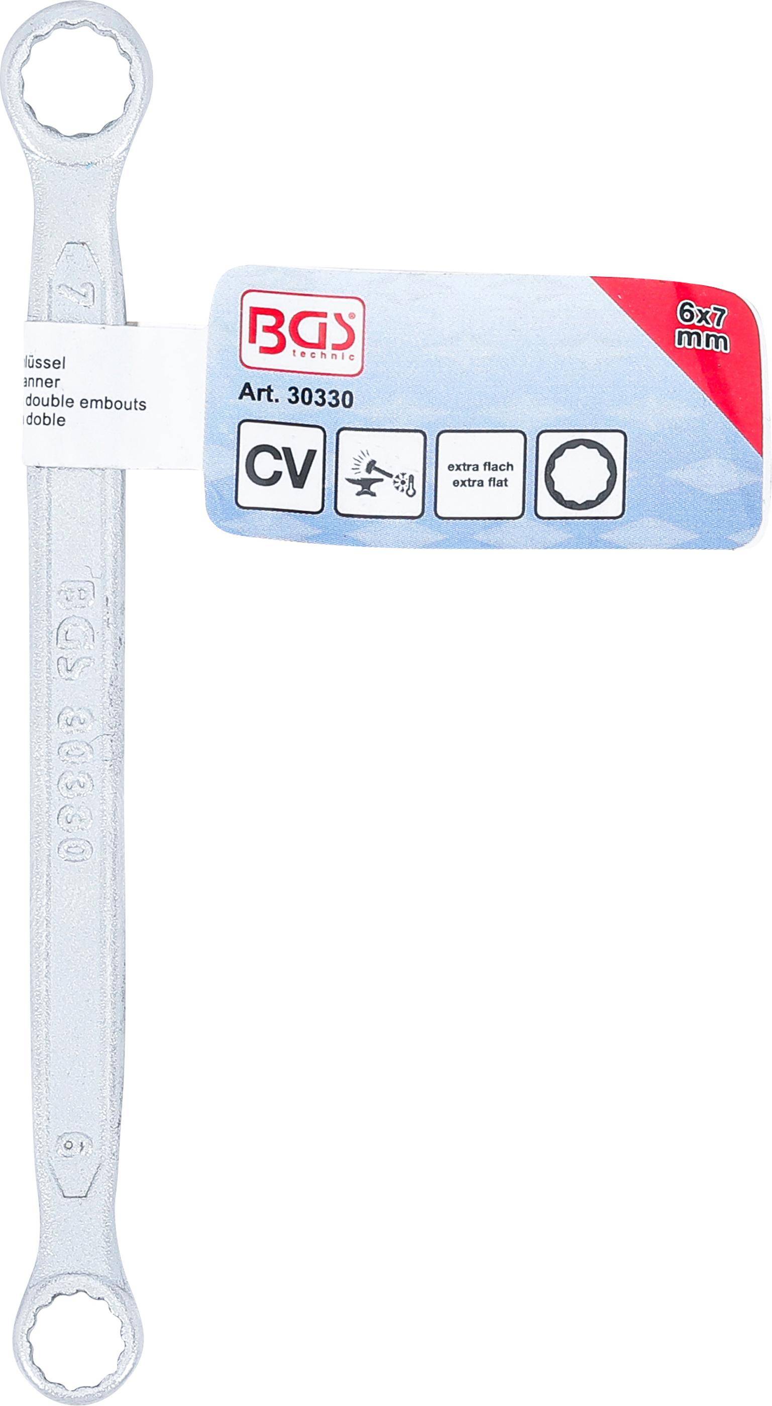 BGS Doppel-Ringschlüssel | extra flach | SW 6 x 7 mm