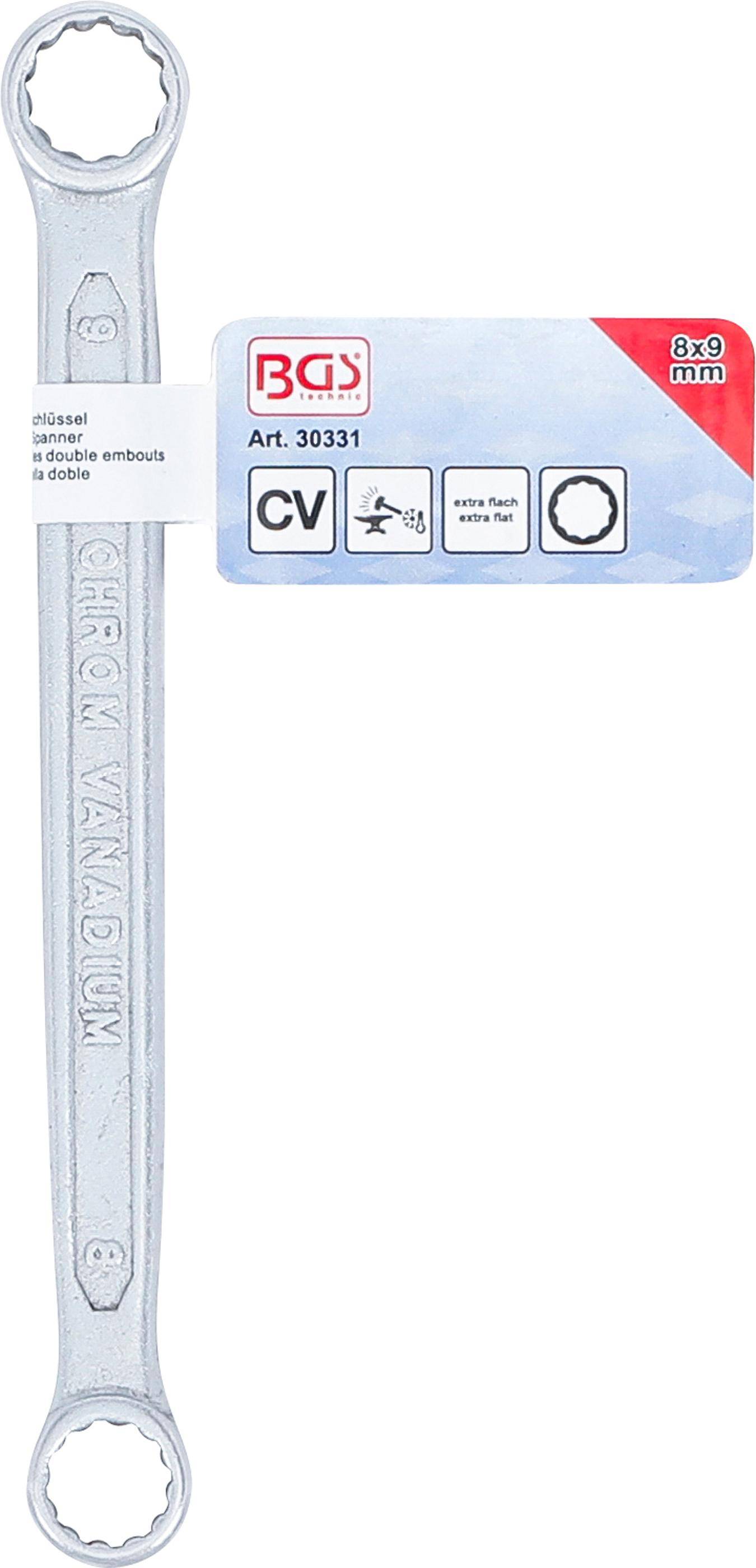 BGS Doppel-Ringschlüssel | extra flach | SW 8 x 9 mm