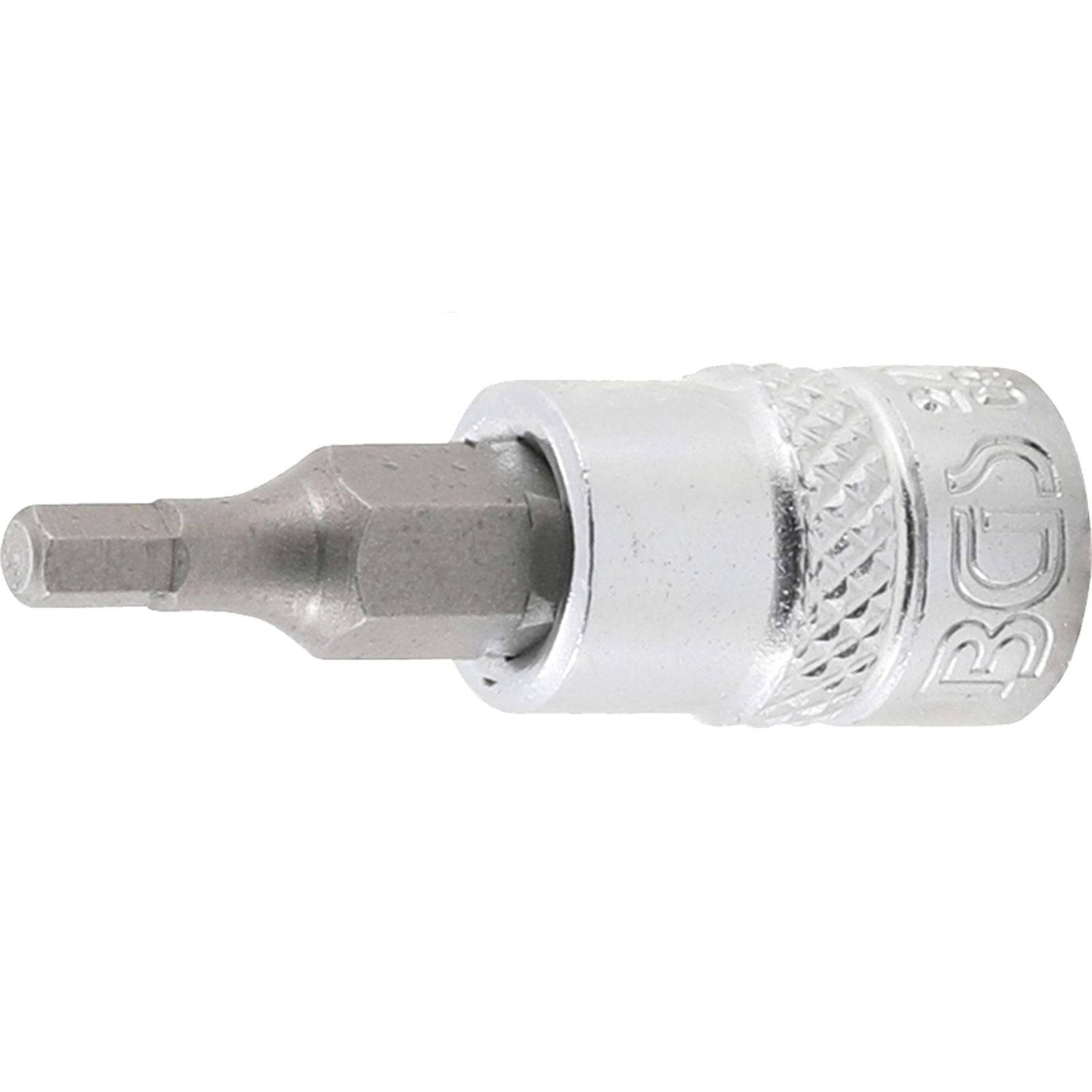 Ein Sechskant-Biteinsatz-Werkzeug mit einem kurzen sechskantigen Bit und einer Metallbasis, das typischerweise zum Festziehen oder Lösen von Sechskantschrauben verwendet wird.