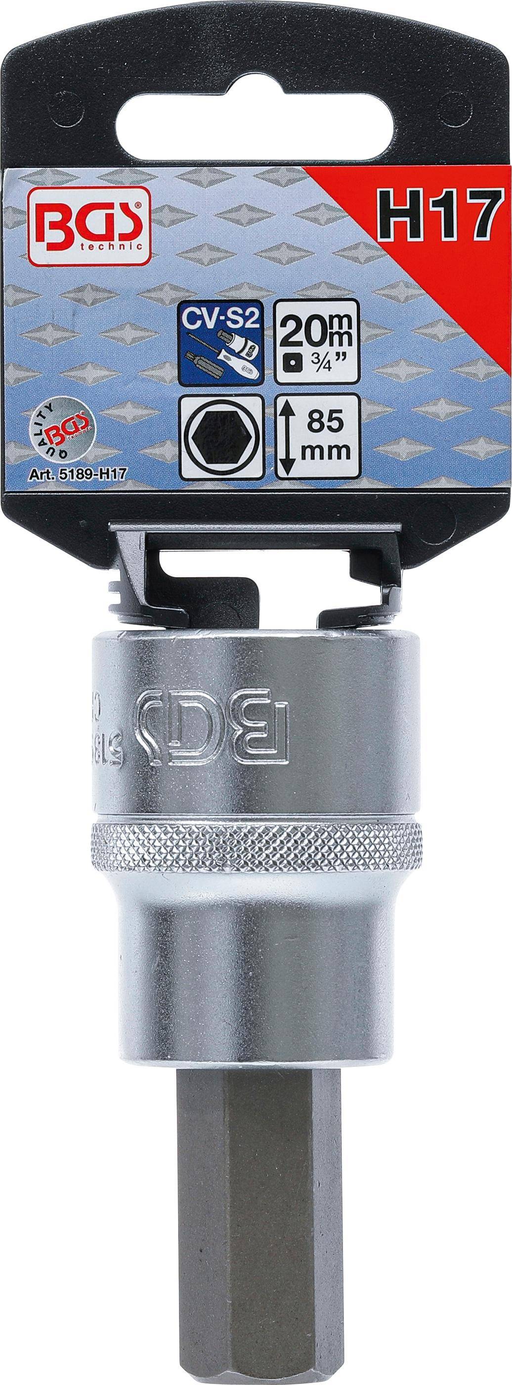 BGS Bit-Einsatz | Antrieb Innenvierkant 20 mm (3/4") | Innensechskant