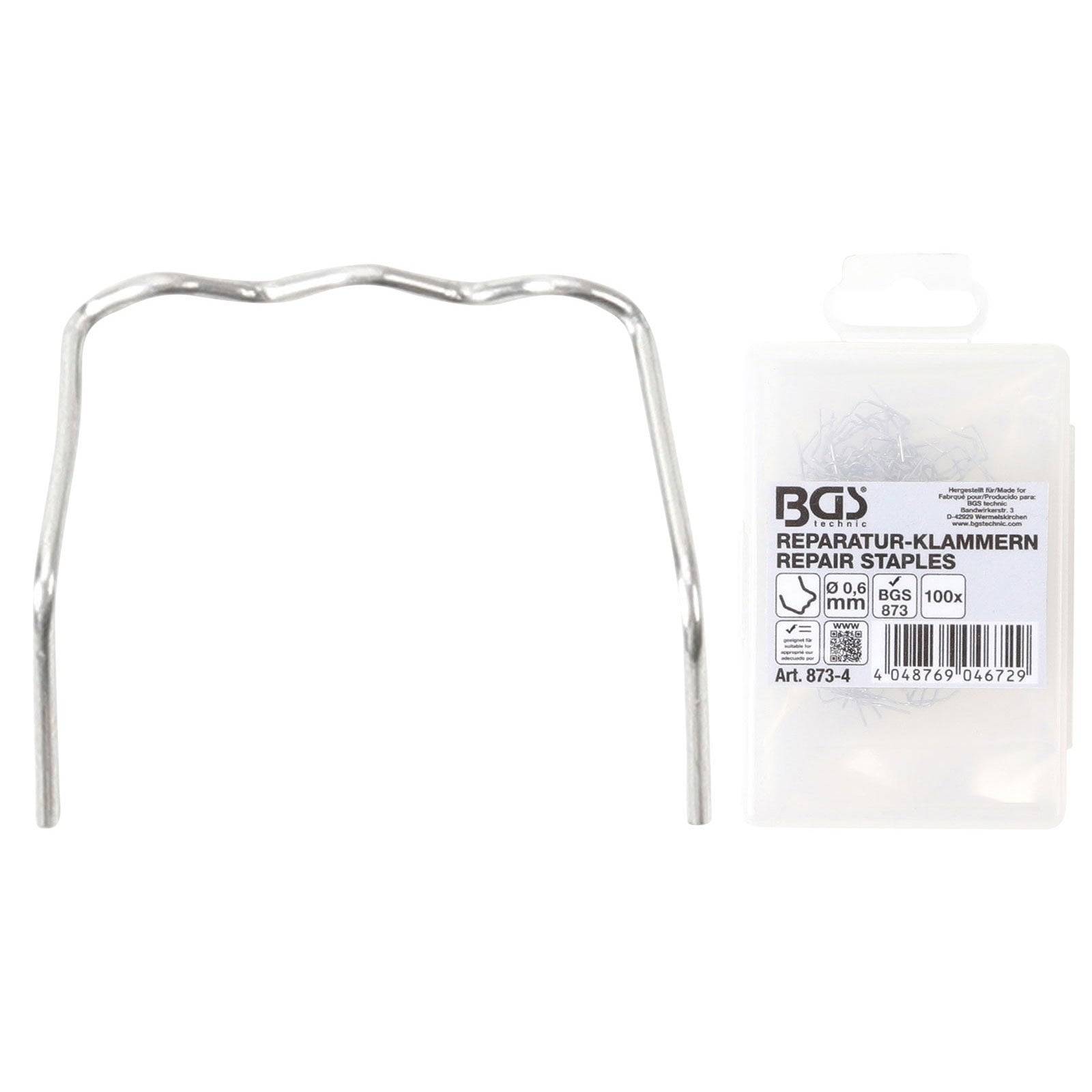 BGS Reparatur-Klammern für 0,8mm Kunststoffreparaturen. Enthält 100 Stück. Art. 873-4.