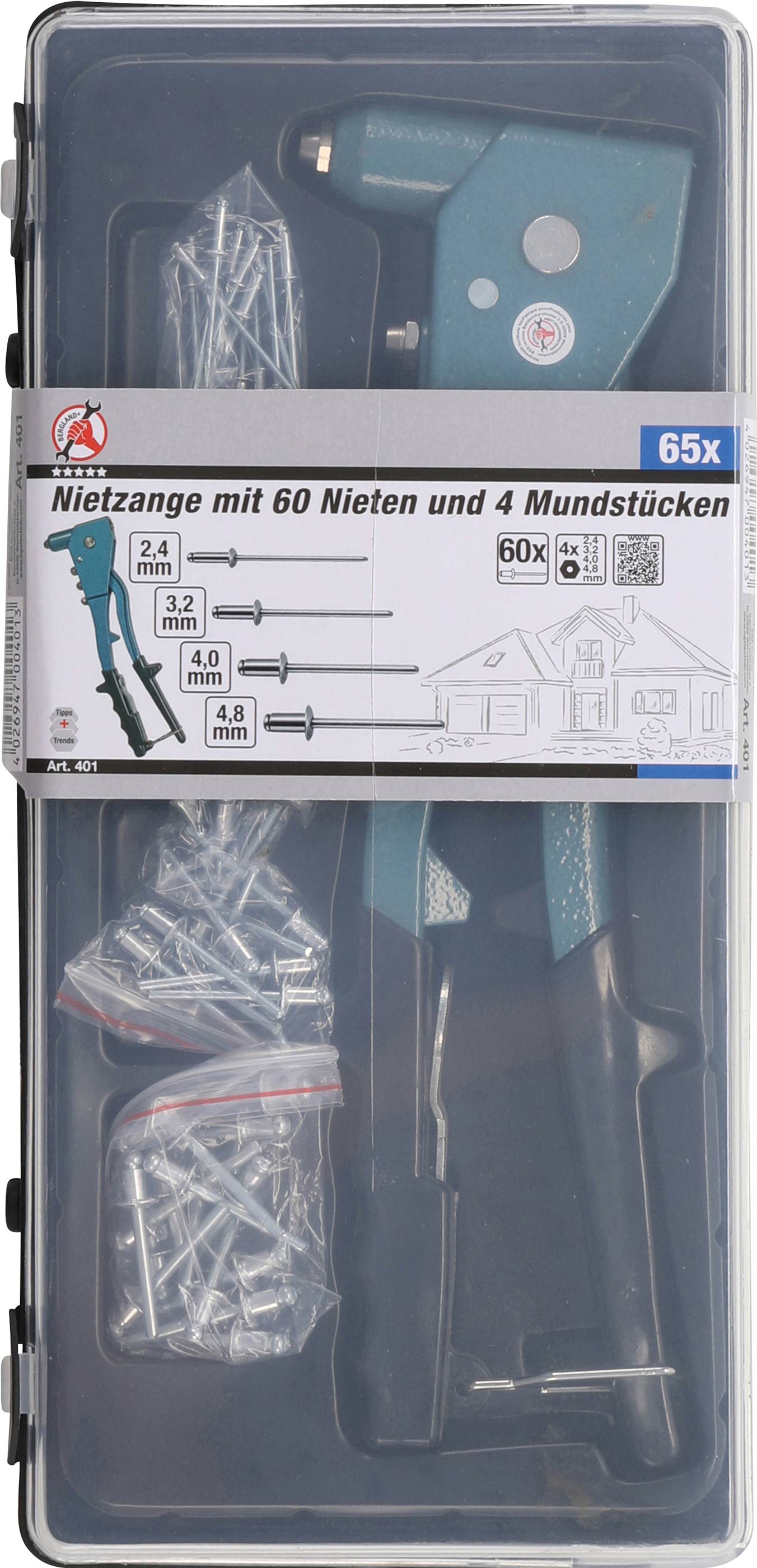 BGS technic Nietzangen-Set | 2,4 / 3,2 / 4,0 / 4,8 mm | 250 mm