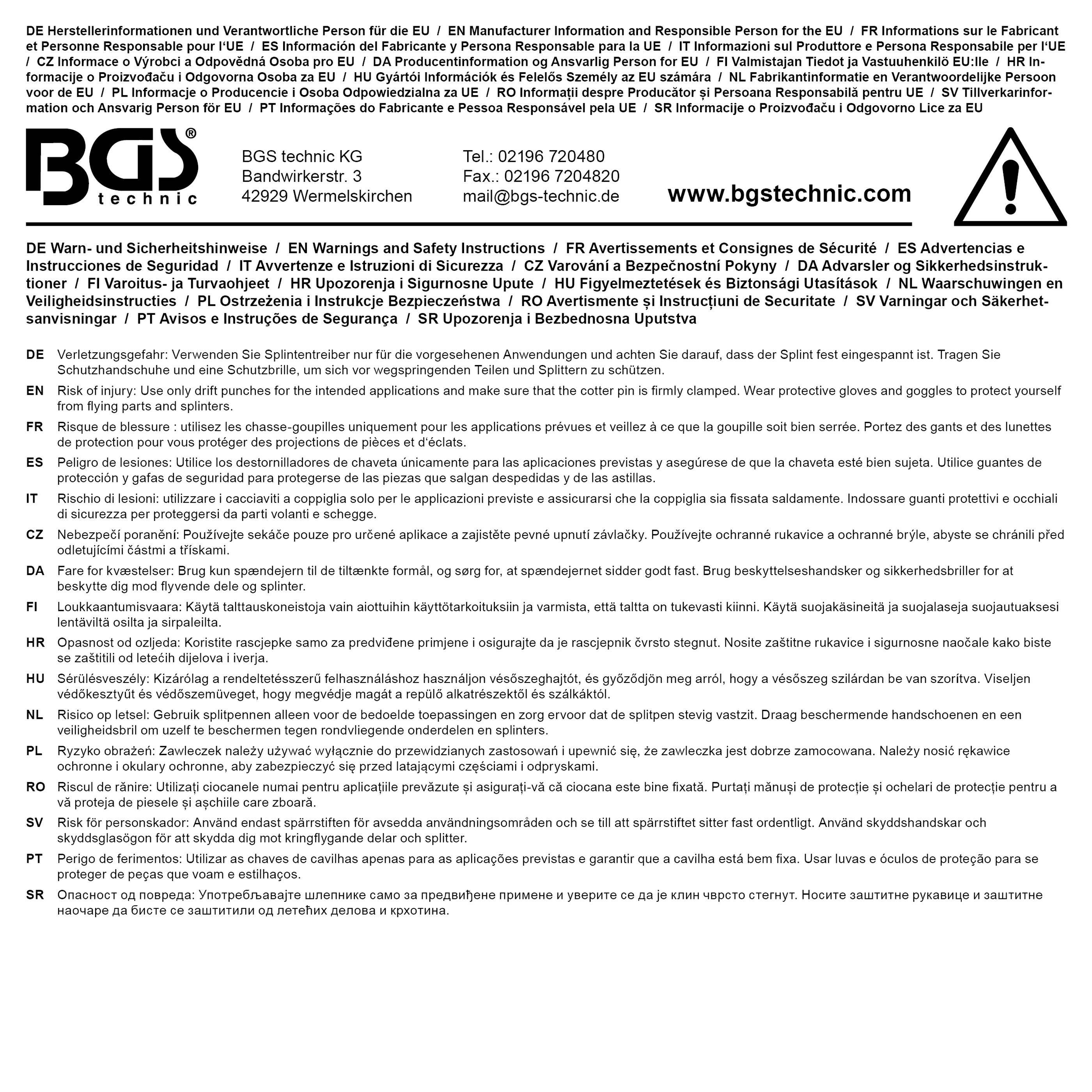 BGS technic Splintentreiber-Satz | 200 mm | 3 - 10 mm | 6-tlg.